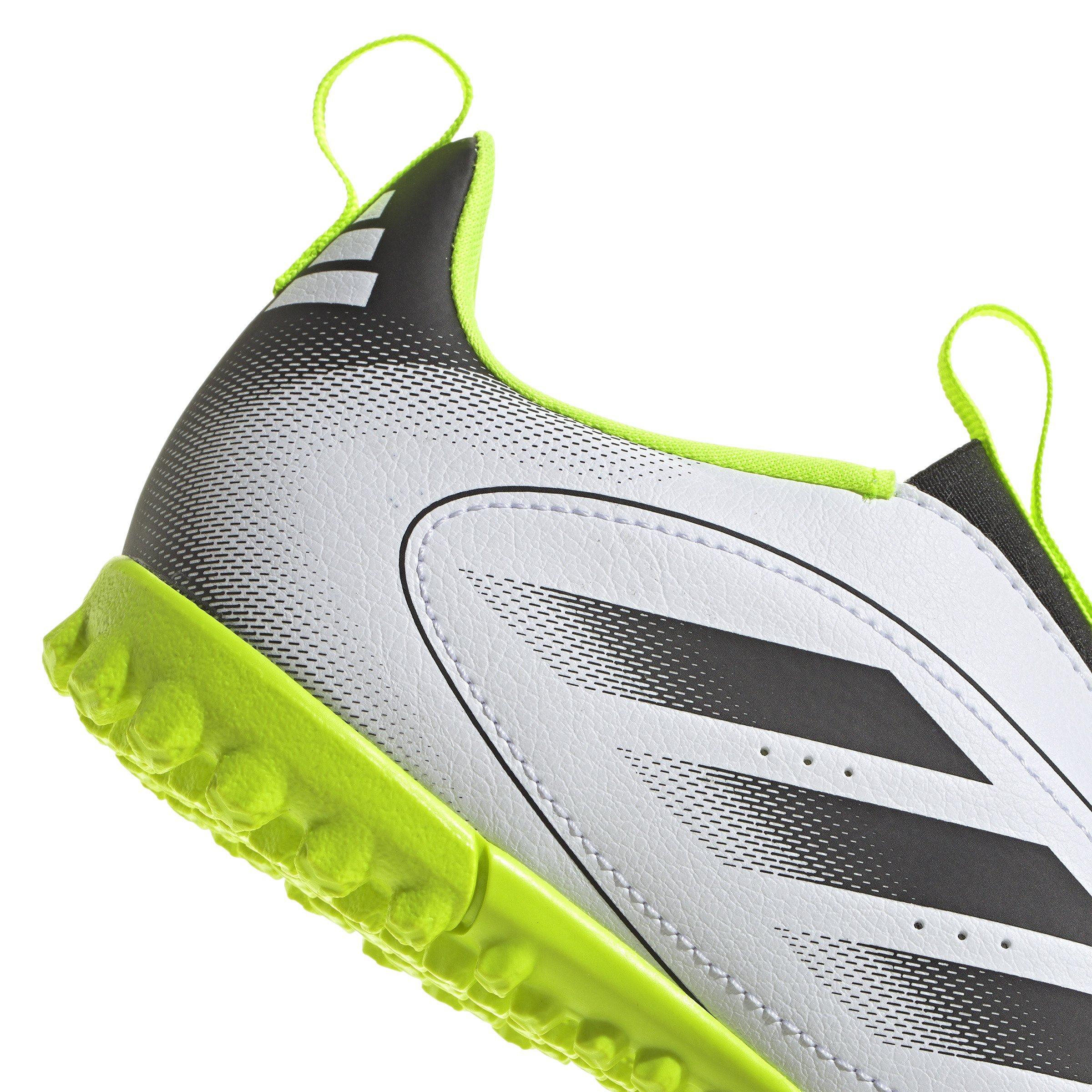 adidas Goletto IX Laceless Turf "Cloud White/Core Black/Lucid Lemon" Grade School Kids' Soccer Cleat - WHITE/BLACK/LEMON Thumbnail View 6