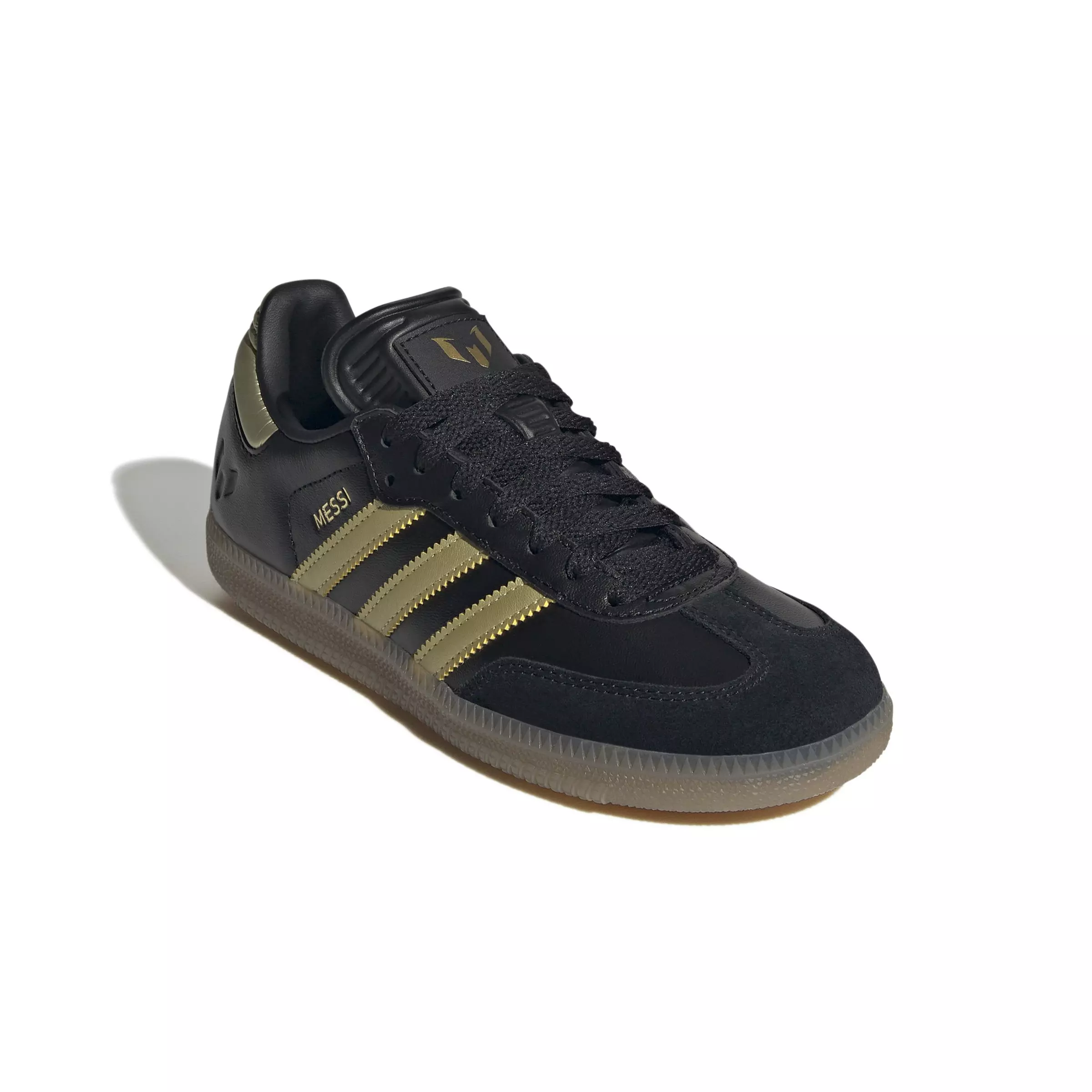 adidas Samba Messi "Core Black/Gold Metallic/Gum 4" Grade School Kids' Shoe - BLACK/GOLD/GUM 4