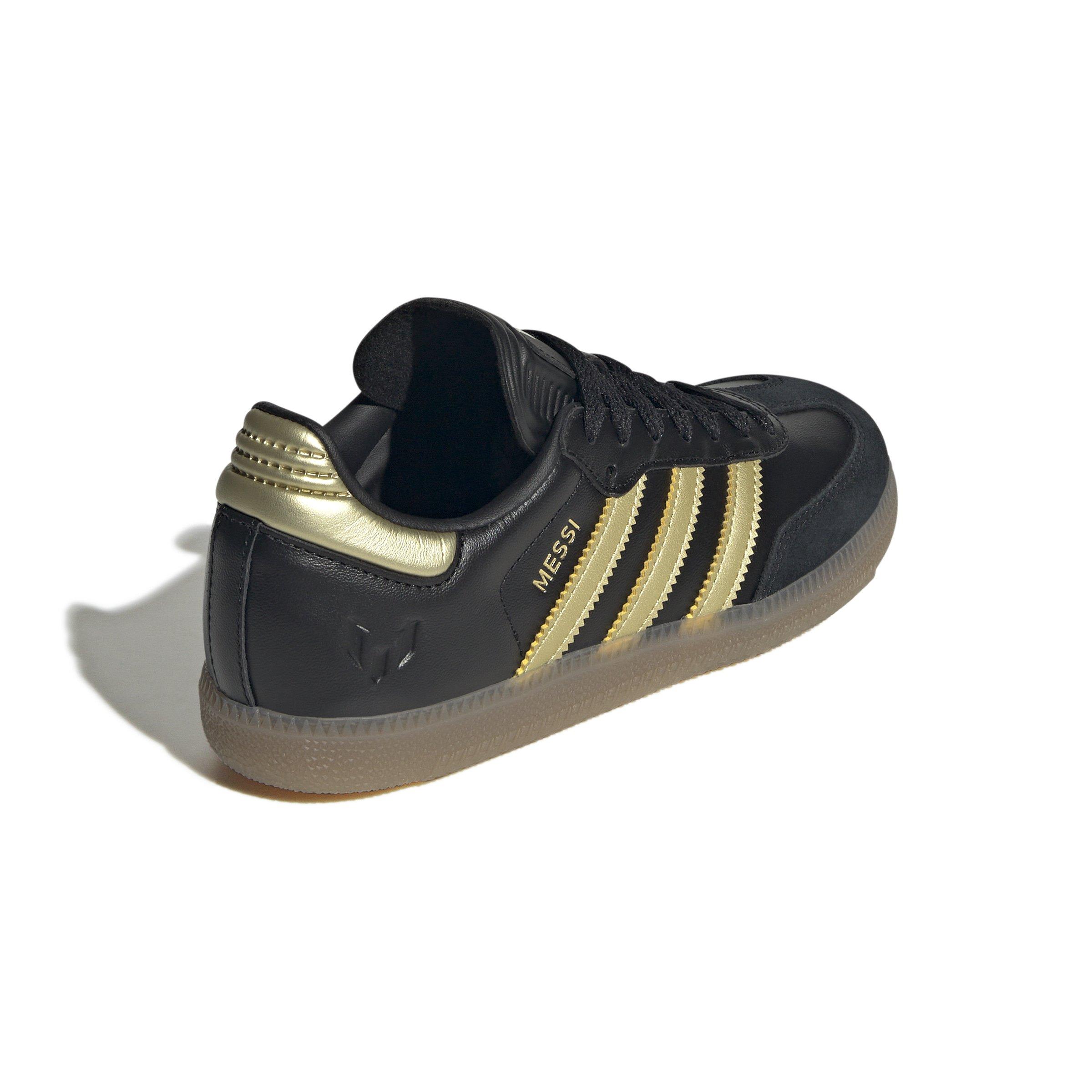 adidas Samba Messi  Grade School Kids' "Core Black/Gold Metallic/Gum 4" Shoe