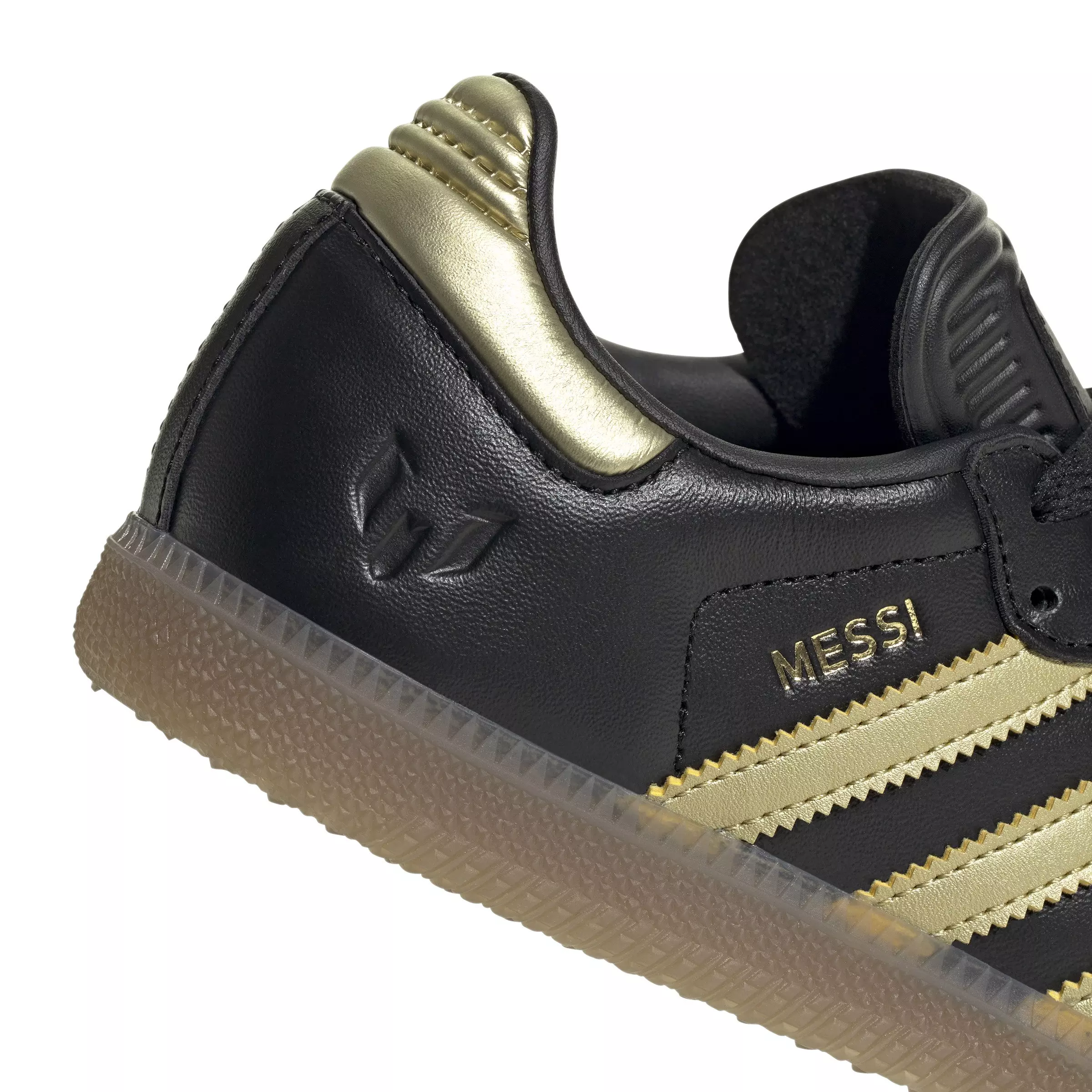 adidas Samba Messi "Core Black/Gold Metallic/Gum 4" Grade School Kids' Shoe - BLACK/GOLD/GUM 4
