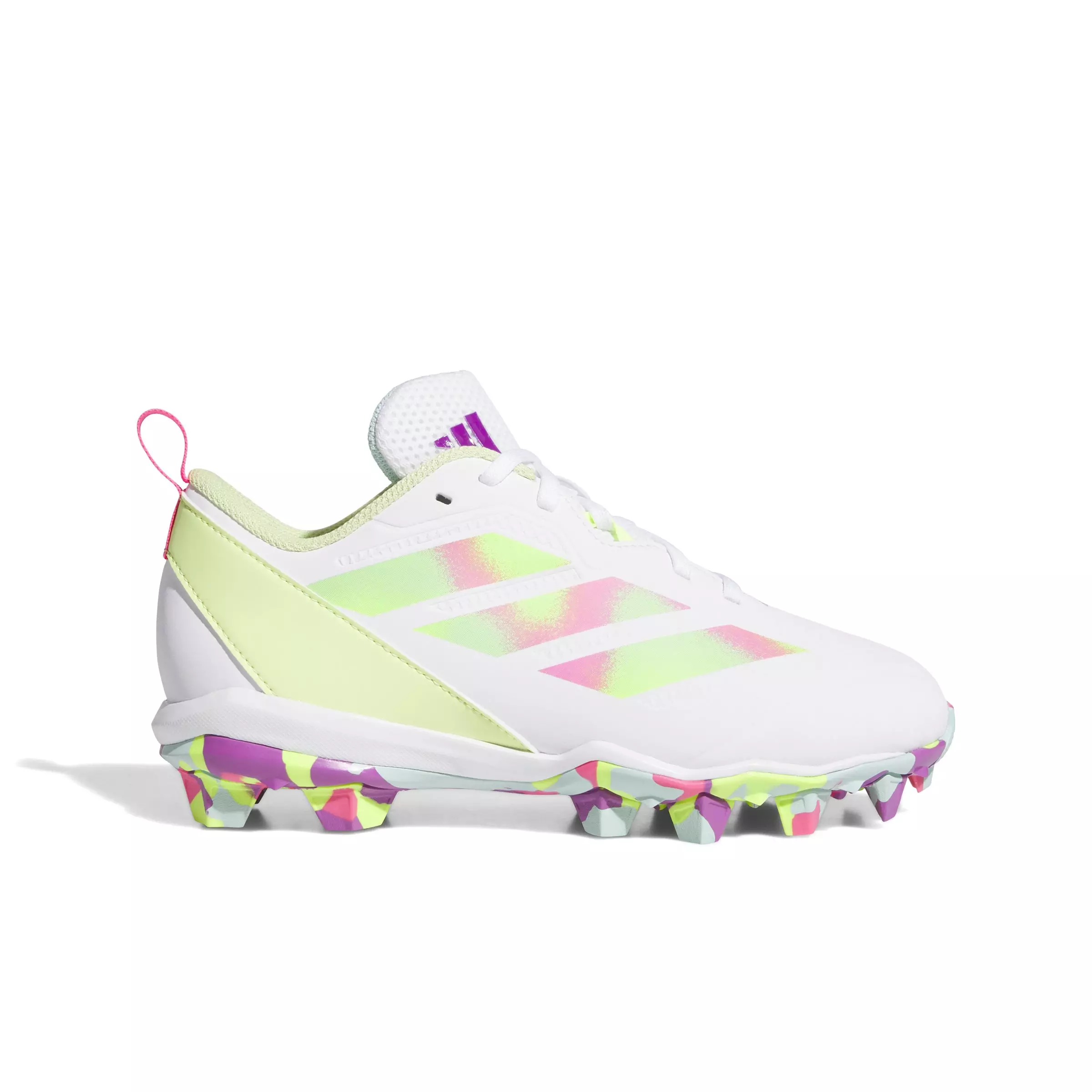 adidas Adizero Instinct "Ftwr White/Lucid Lemon/Flash Aqua" Grade School Girls' Softball Cleat - WHITE/LEMON/AQUA