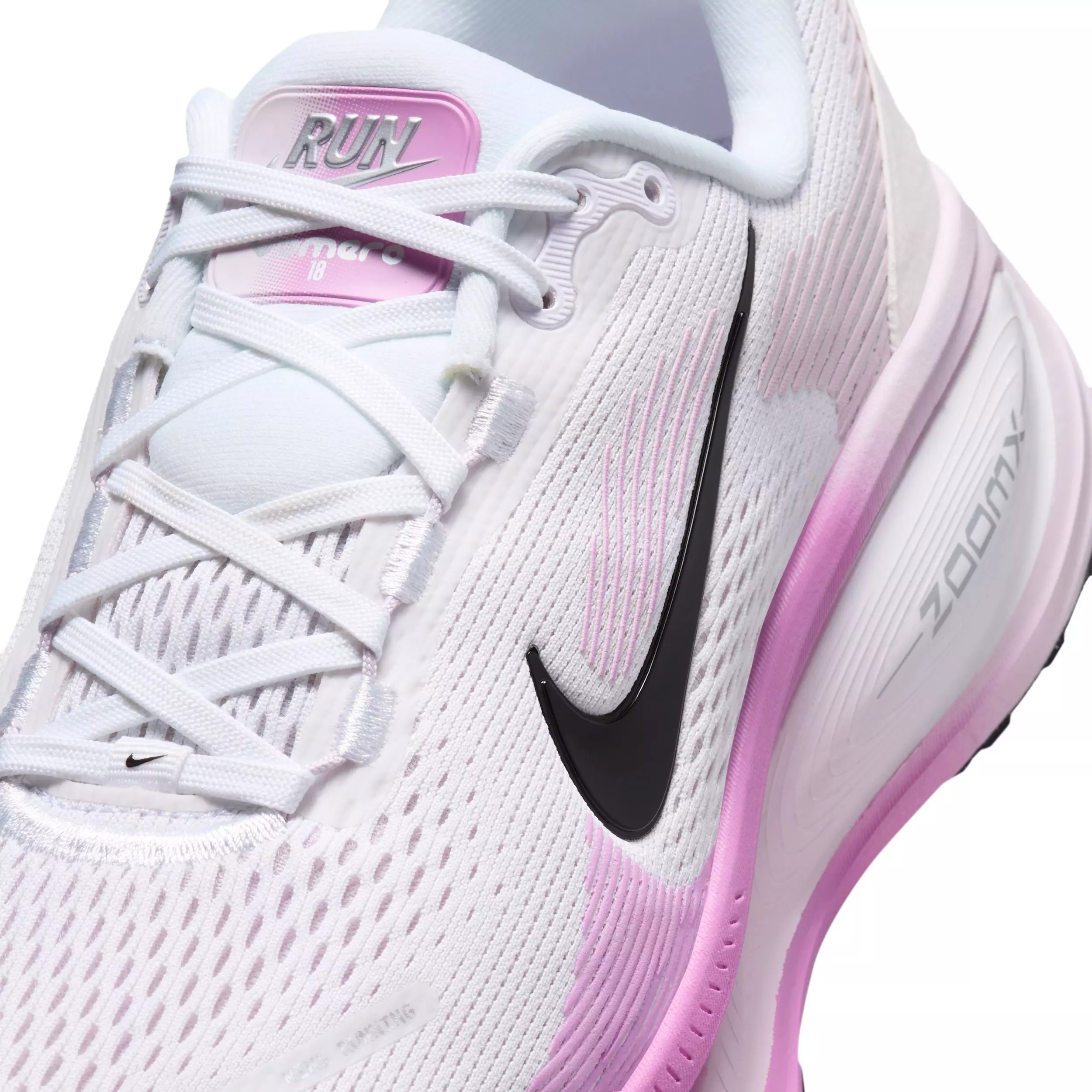 Nike Vomero 18 "White/Bleached Lilac/Light Magenta/Black" Women's Wide Running Shoe - WHITE/LILAC/LT MAGENTA/BLACK