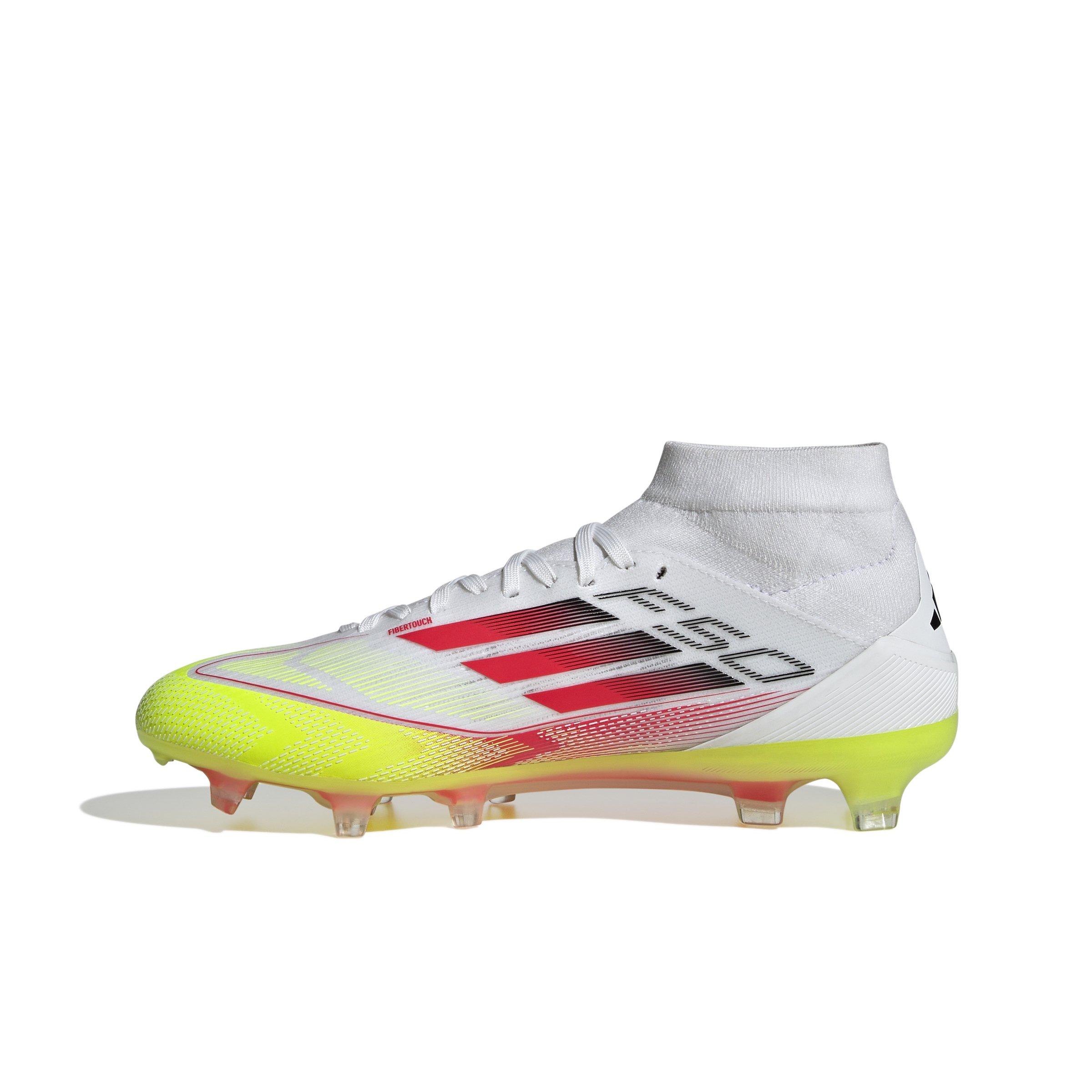adidas F50 Pro Mid FG "Ftwr White/Lucid Red/Solar Yellow" Women's Soccer Cleat - WHITE/RED/YELLOW Thumbnail View 2