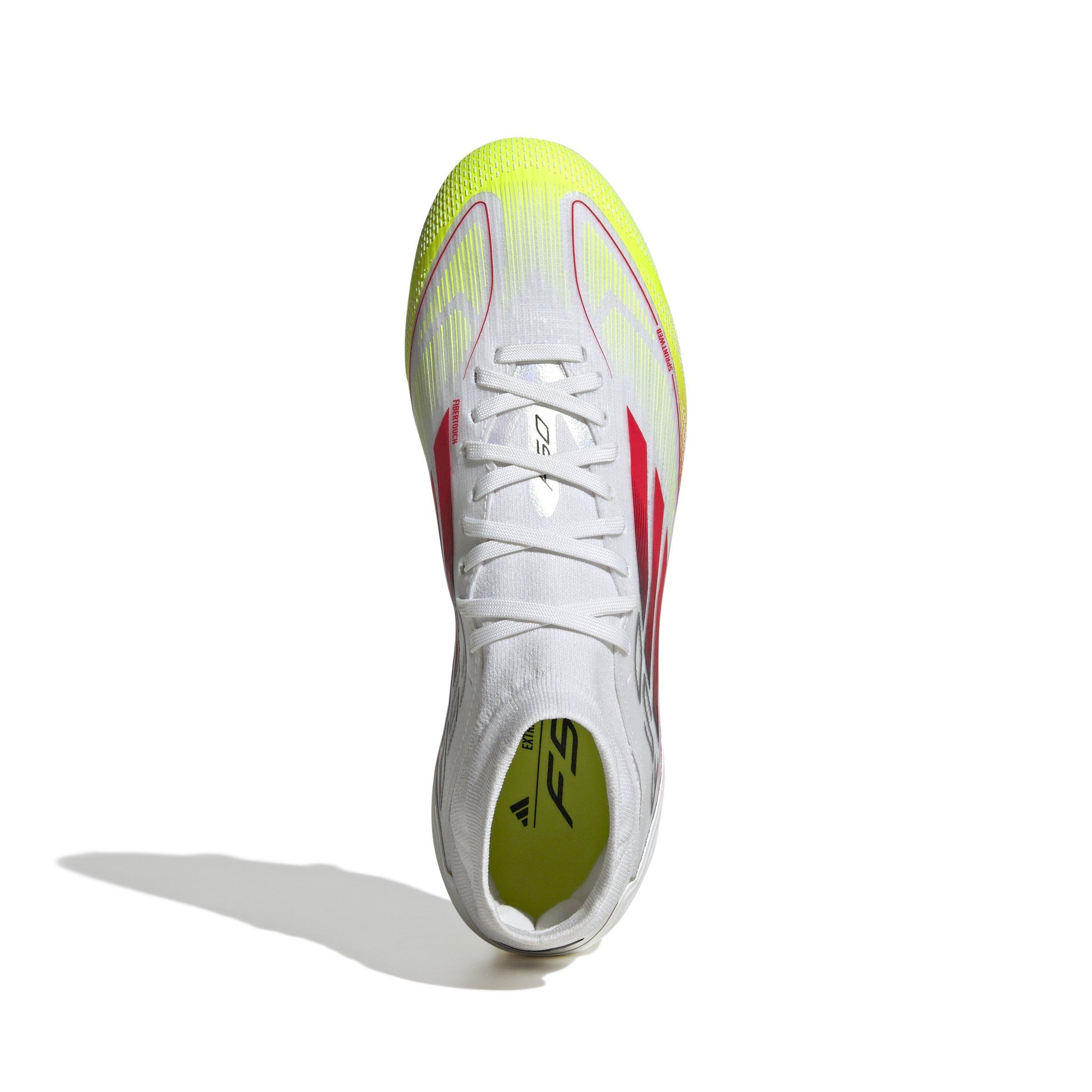adidas F50 Pro Mid FG "Ftwr White/Lucid Red/Solar Yellow" Women's Soccer Cleat - WHITE/RED/YELLOW Thumbnail View 5