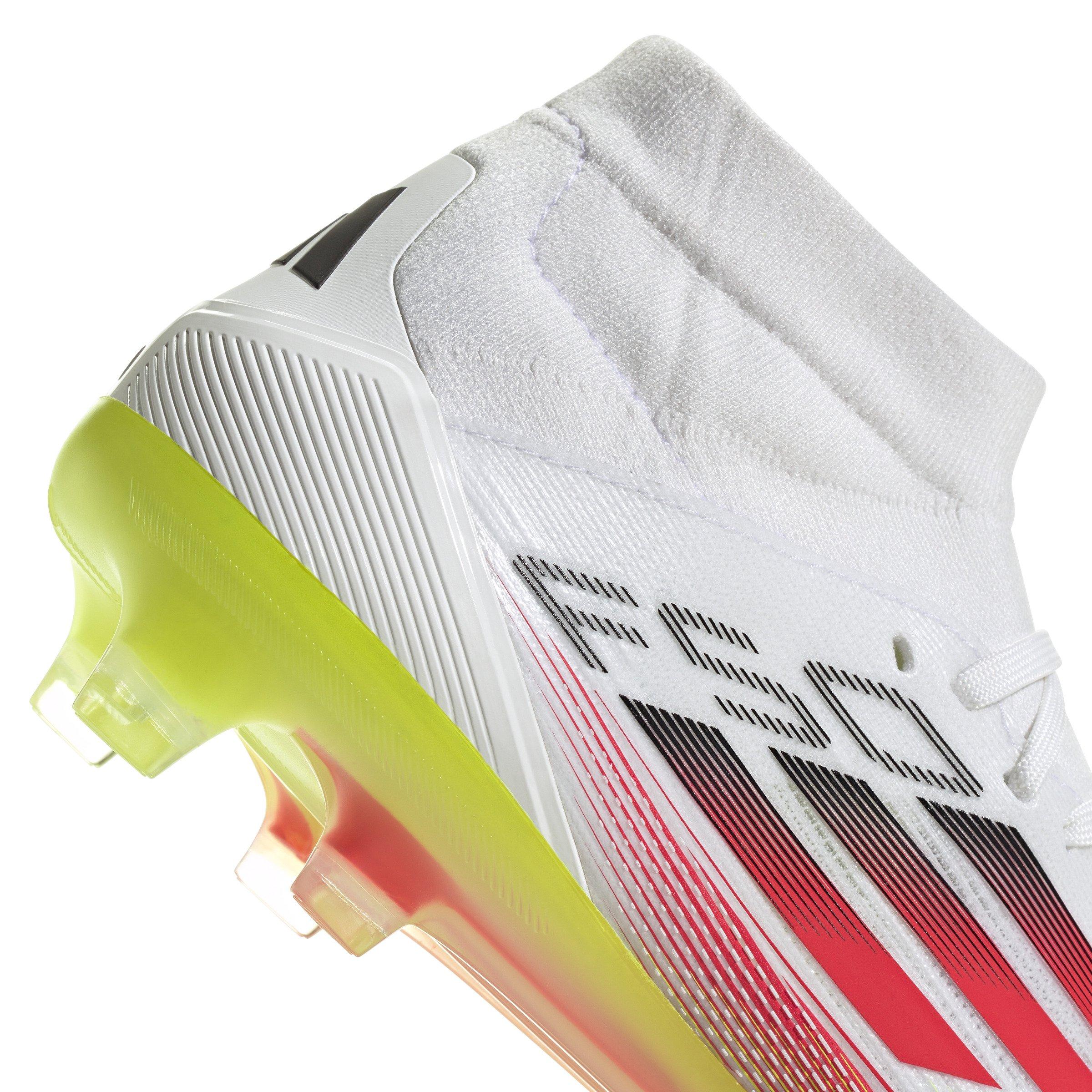 adidas F50 Pro Mid FG "Ftwr White/Lucid Red/Solar Yellow" Women's Soccer Cleat - WHITE/RED/YELLOW Thumbnail View 7