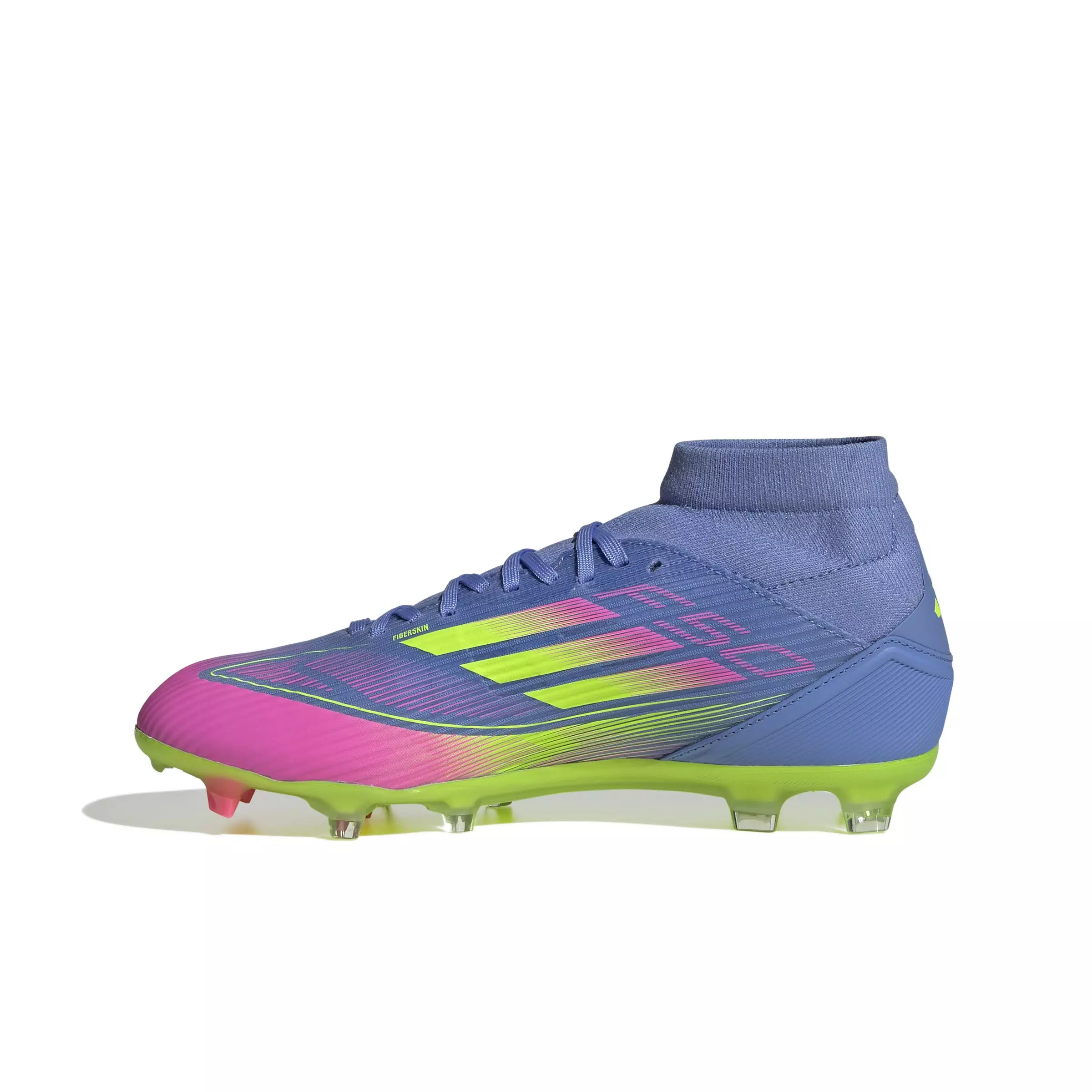 adidas F50 League Mid FG "Blue Fusion/Lucid Lemon/Lucid Pink" Women's Soccer Cleat - BLUE/LEMON/PINK