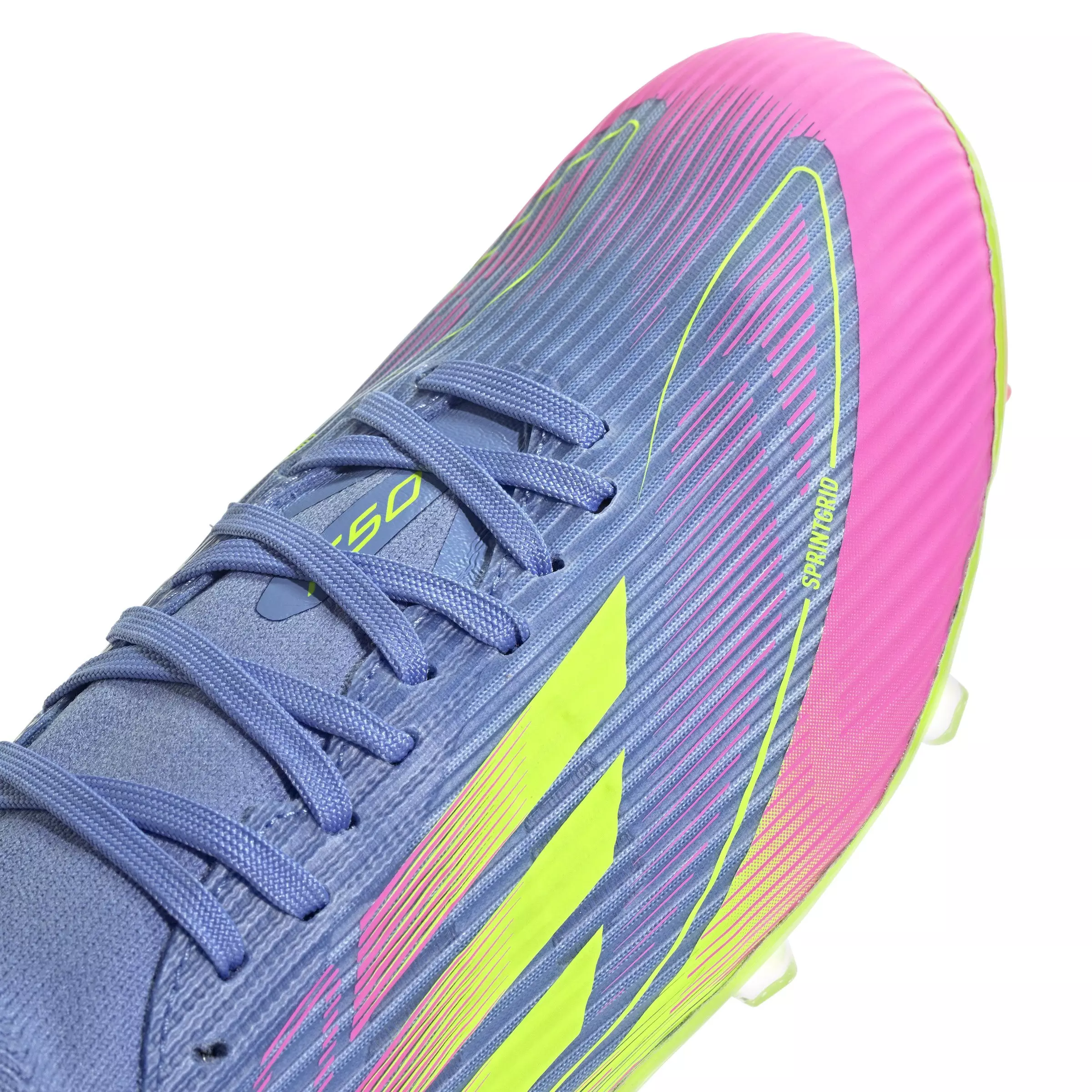 adidas F50 League Mid FG "Blue Fusion/Lucid Lemon/Lucid Pink" Women's Soccer Cleat - BLUE/LEMON/PINK