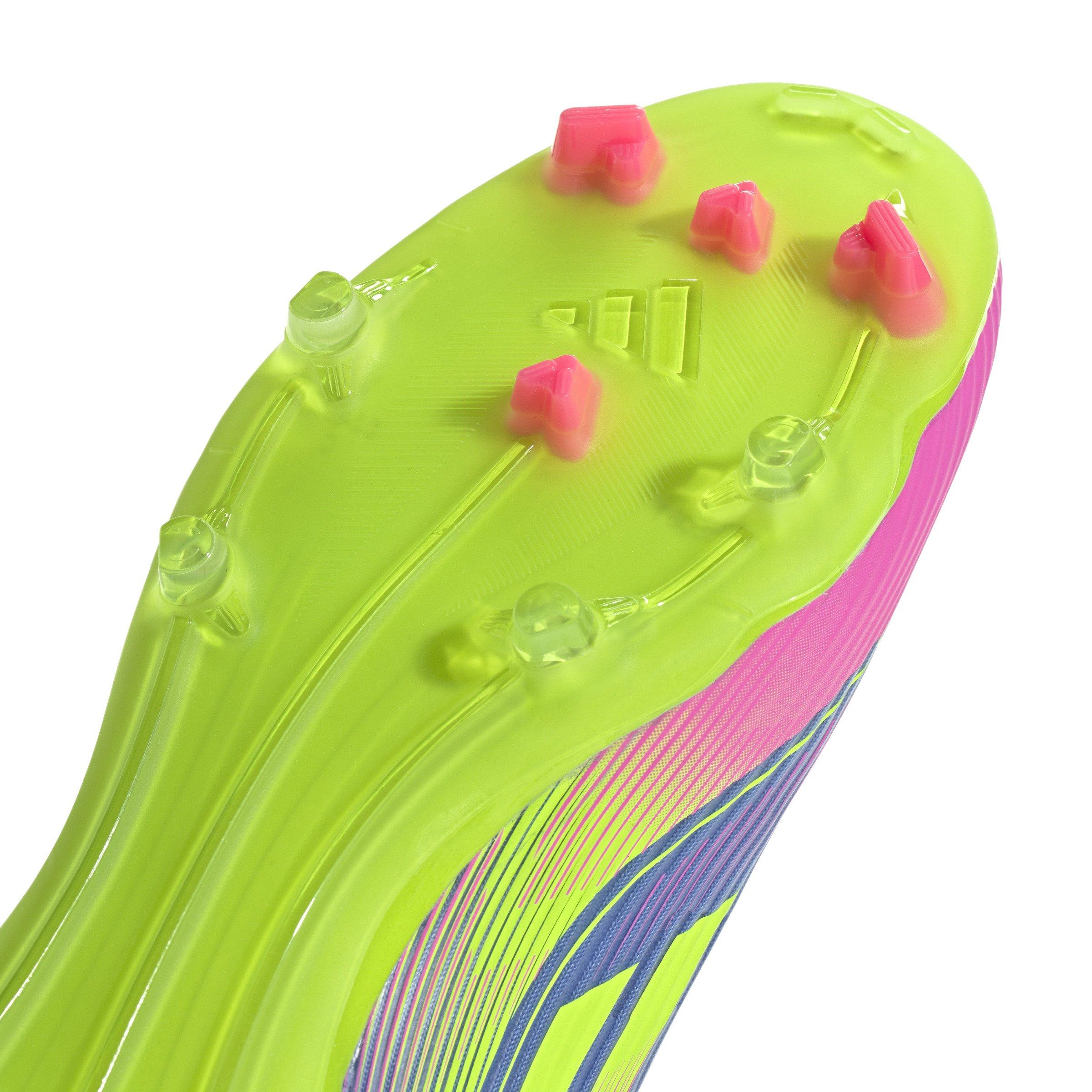 adidas F50 League Mid FG "Blue Fusion/Lucid Lemon/Lucid Pink" Women's Soccer Cleat - BLUE/LEMON/PINK Thumbnail View 6