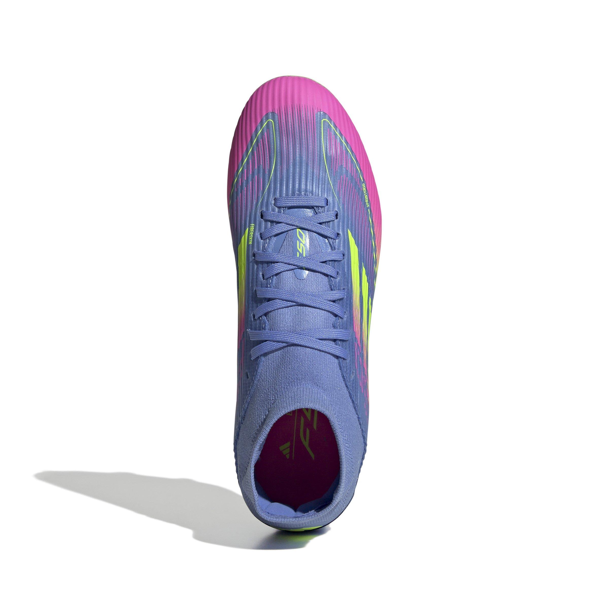 adidas F50 League Mid FG "Blue Fusion/Lucid Lemon/Lucid Pink" Women's Soccer Cleat - BLUE/LEMON/PINK Thumbnail View 7