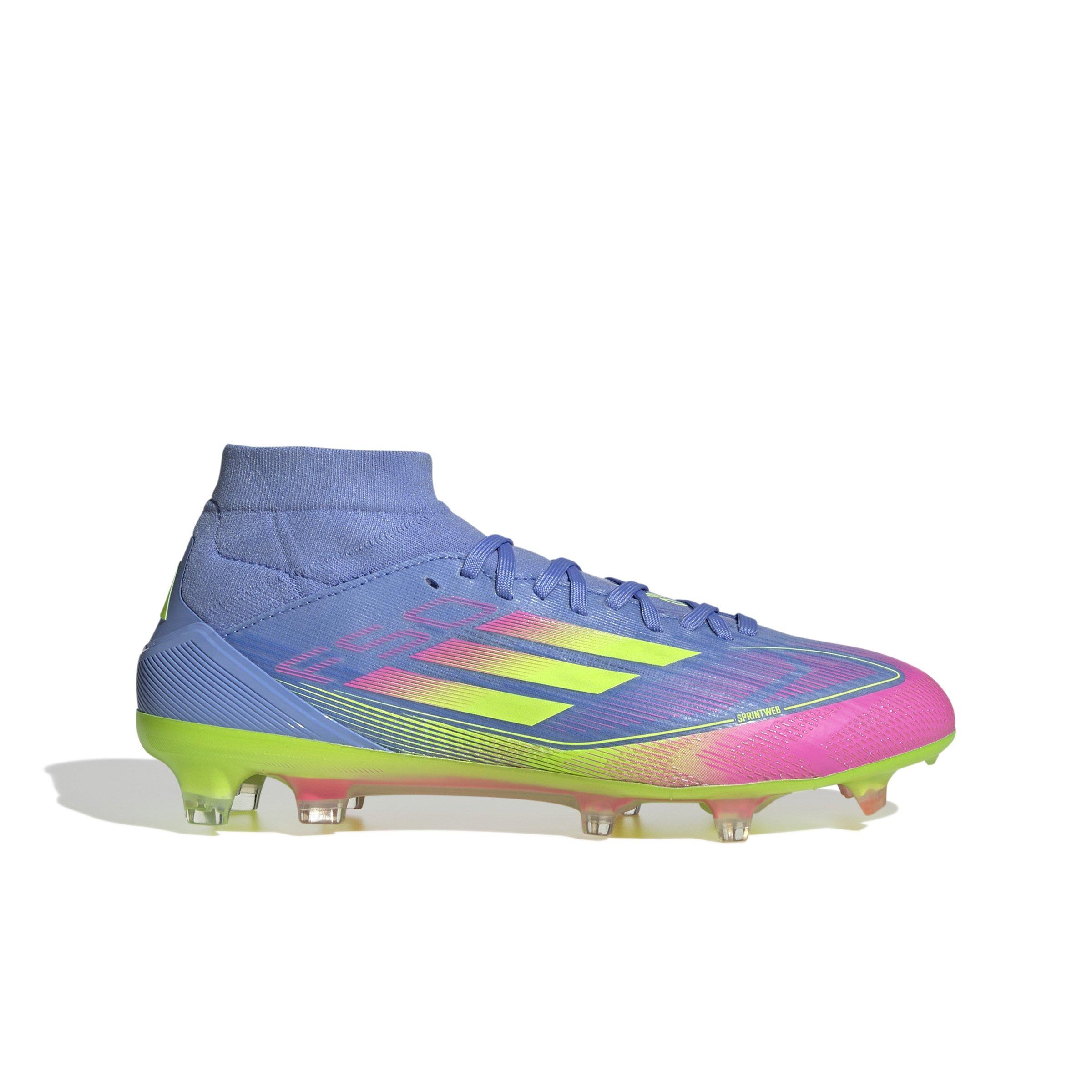 adidas F50 Pro Mid FG "Blue Fusion/Lucid Lemon/Lucid Pink" Women's Soccer Cleat - BLUE/LEMON/PINK Thumbnail View 1