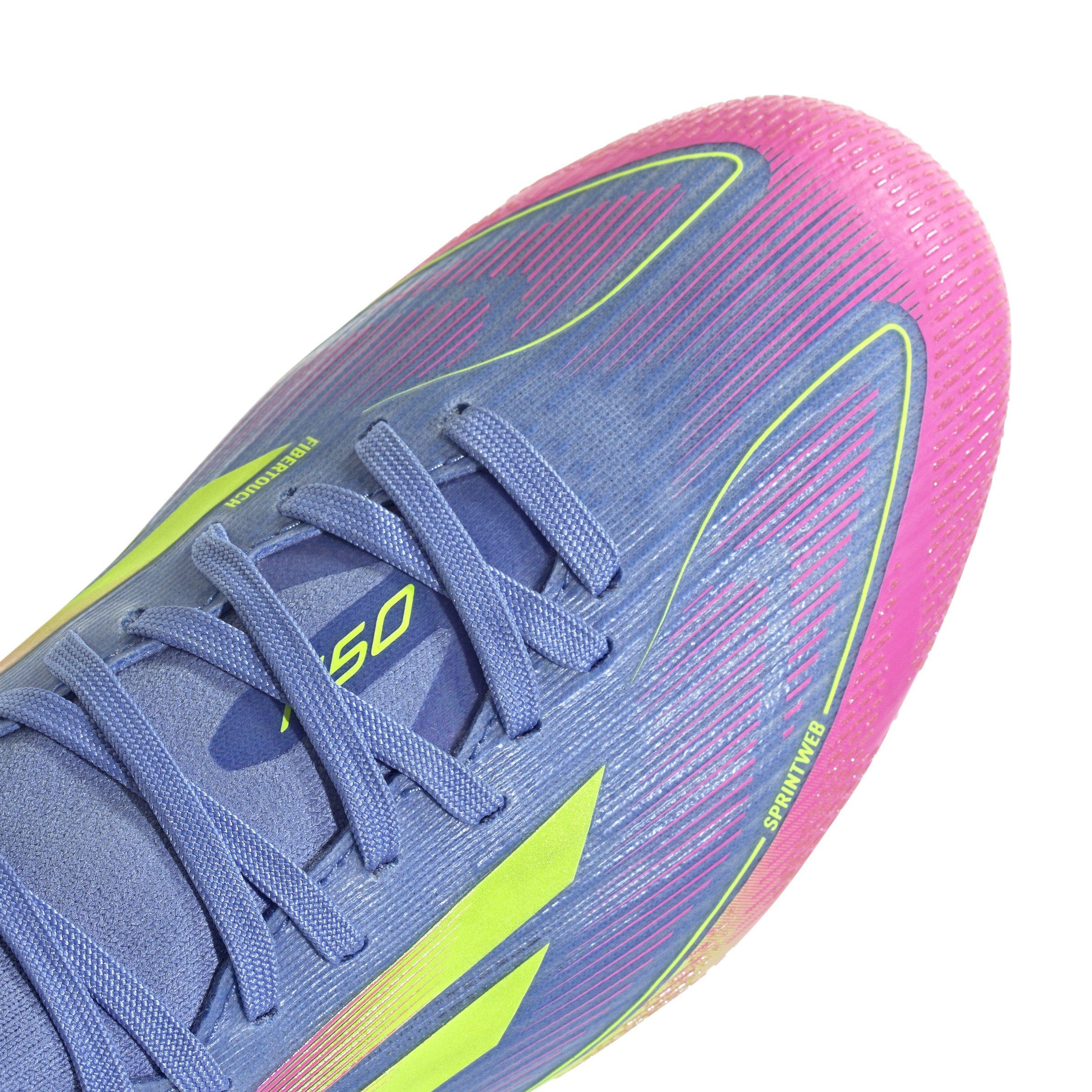 adidas F50 Pro Mid FG "Blue Fusion/Lucid Lemon/Lucid Pink" Women's Soccer Cleat - BLUE/LEMON/PINK Thumbnail View 5