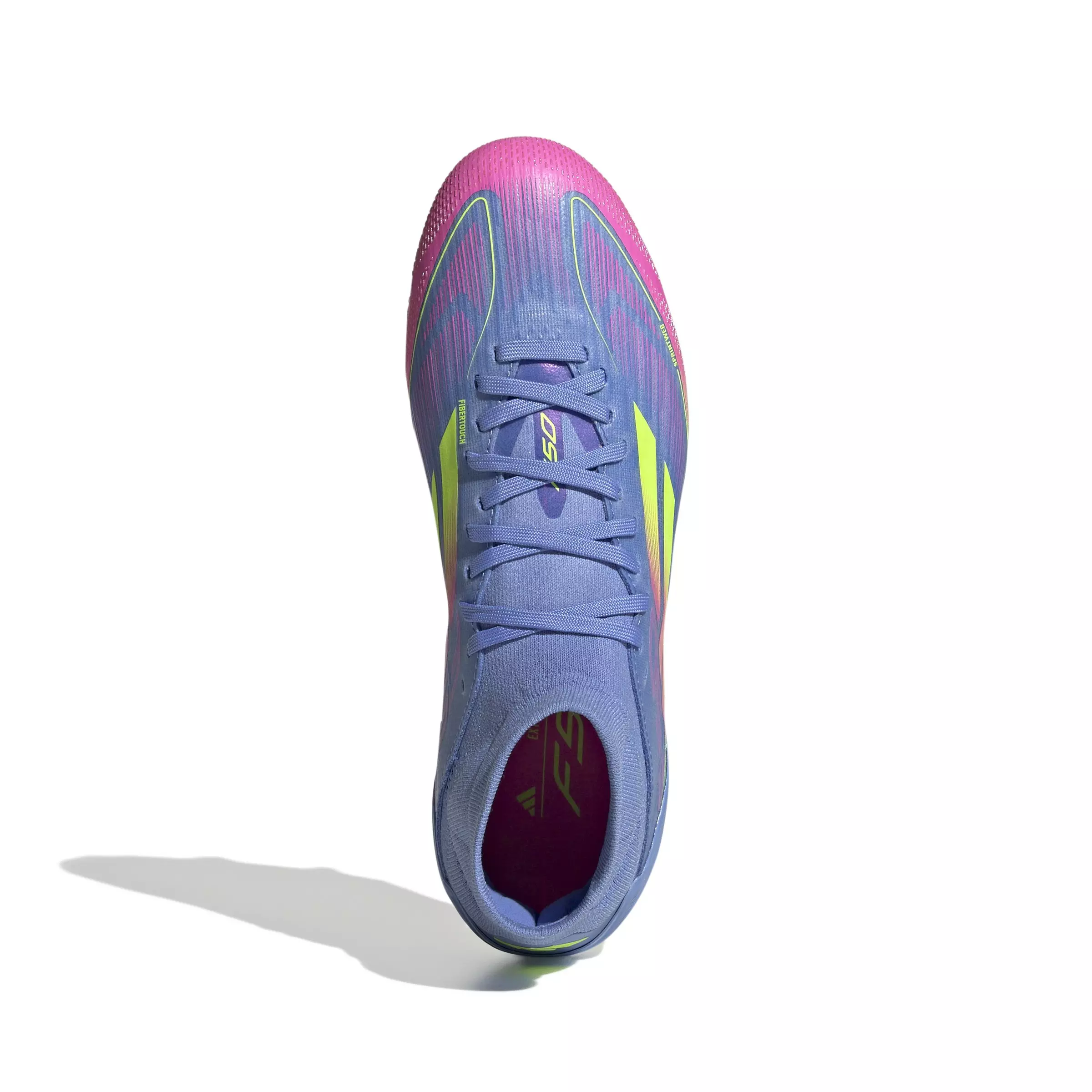 adidas F50 Pro Mid FG "Blue Fusion/Lucid Lemon/Lucid Pink" Women's Soccer Cleat - BLUE/LEMON/PINK