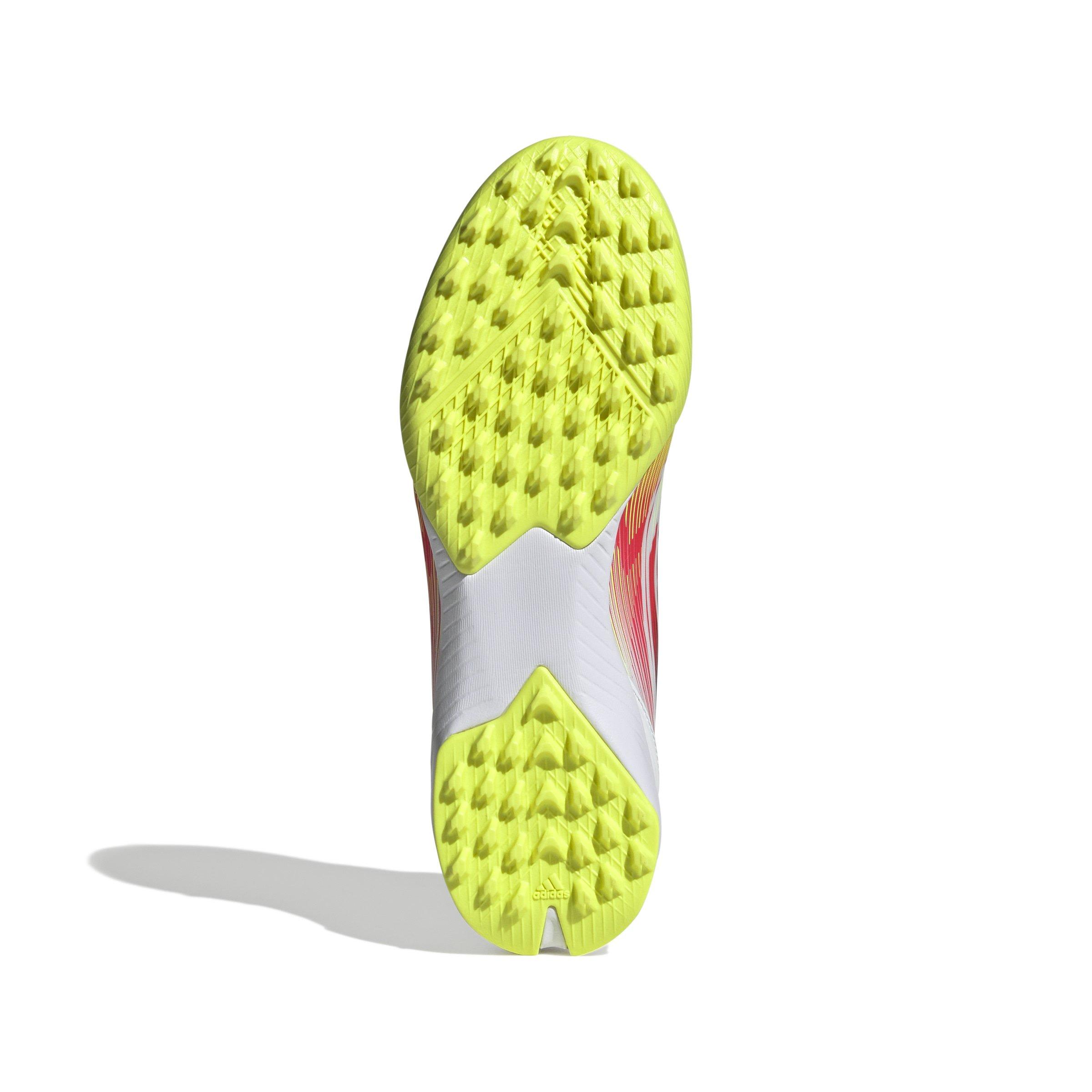 adidas F50 League Mid Turf "Ftwr White/Lucid Red/Solar Yellow" Women's Soccer Shoe - WHITE/RED/YELLOW Thumbnail View 6