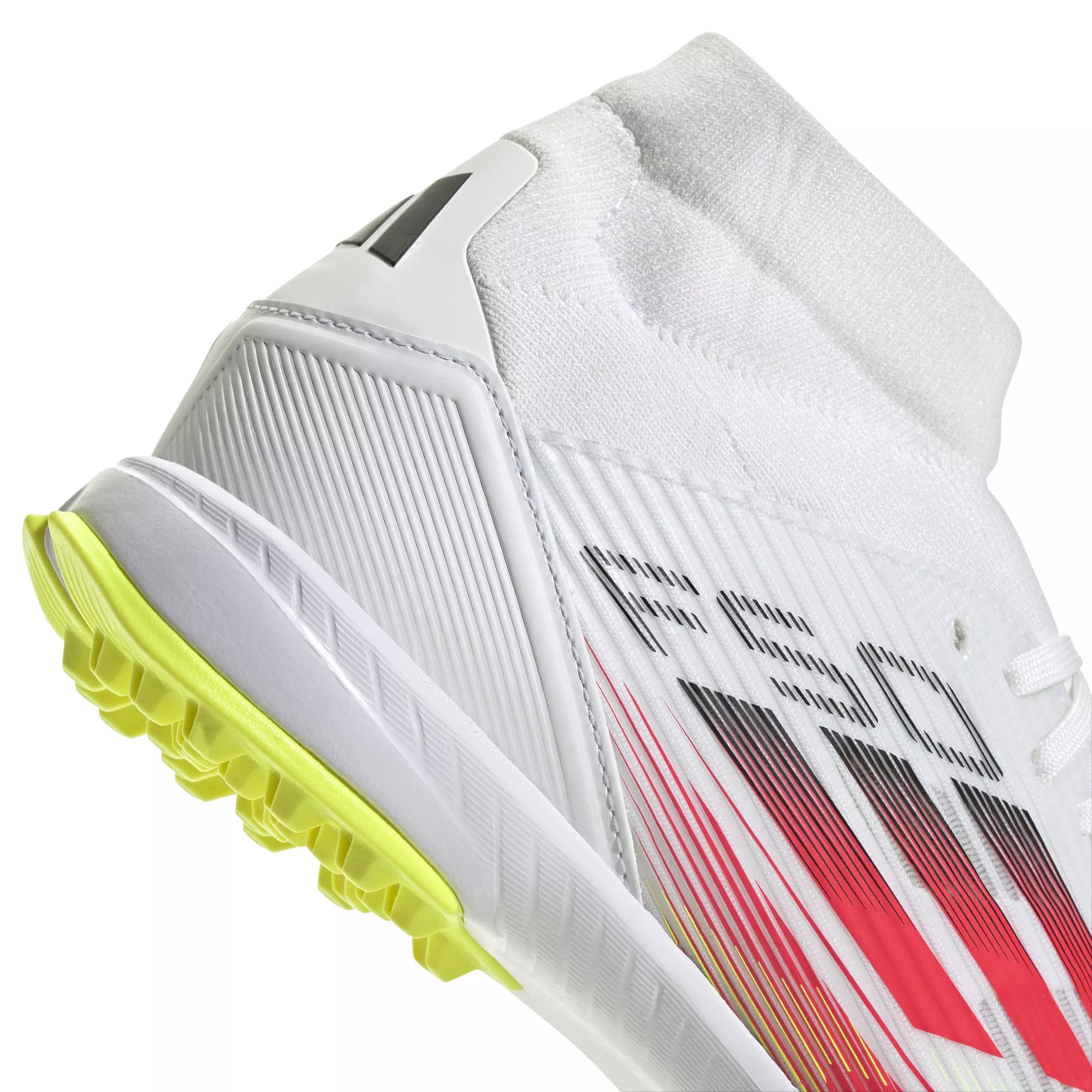 adidas F50 League Mid Turf "Ftwr White/Lucid Red/Solar Yellow" Women's Soccer Shoe - WHITE/RED/YELLOW