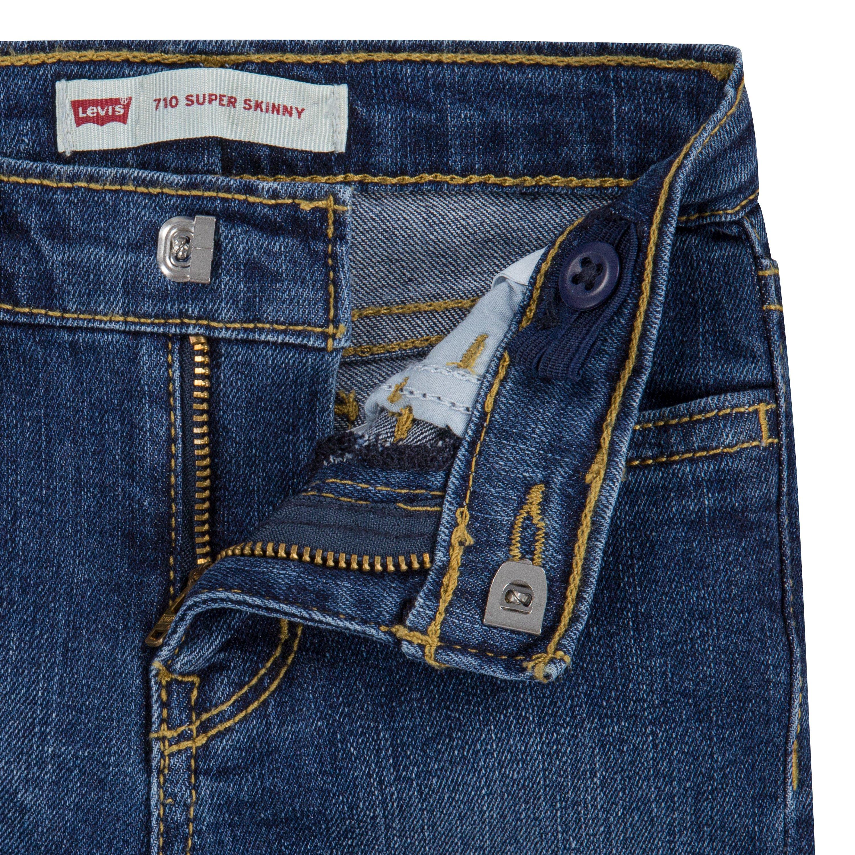 Levi's Toddler Girls' 710 Super Skinny Fit Slim Medium Wash Denim Jeans - Blue - MEDIUM BLUE Thumbnail View 4