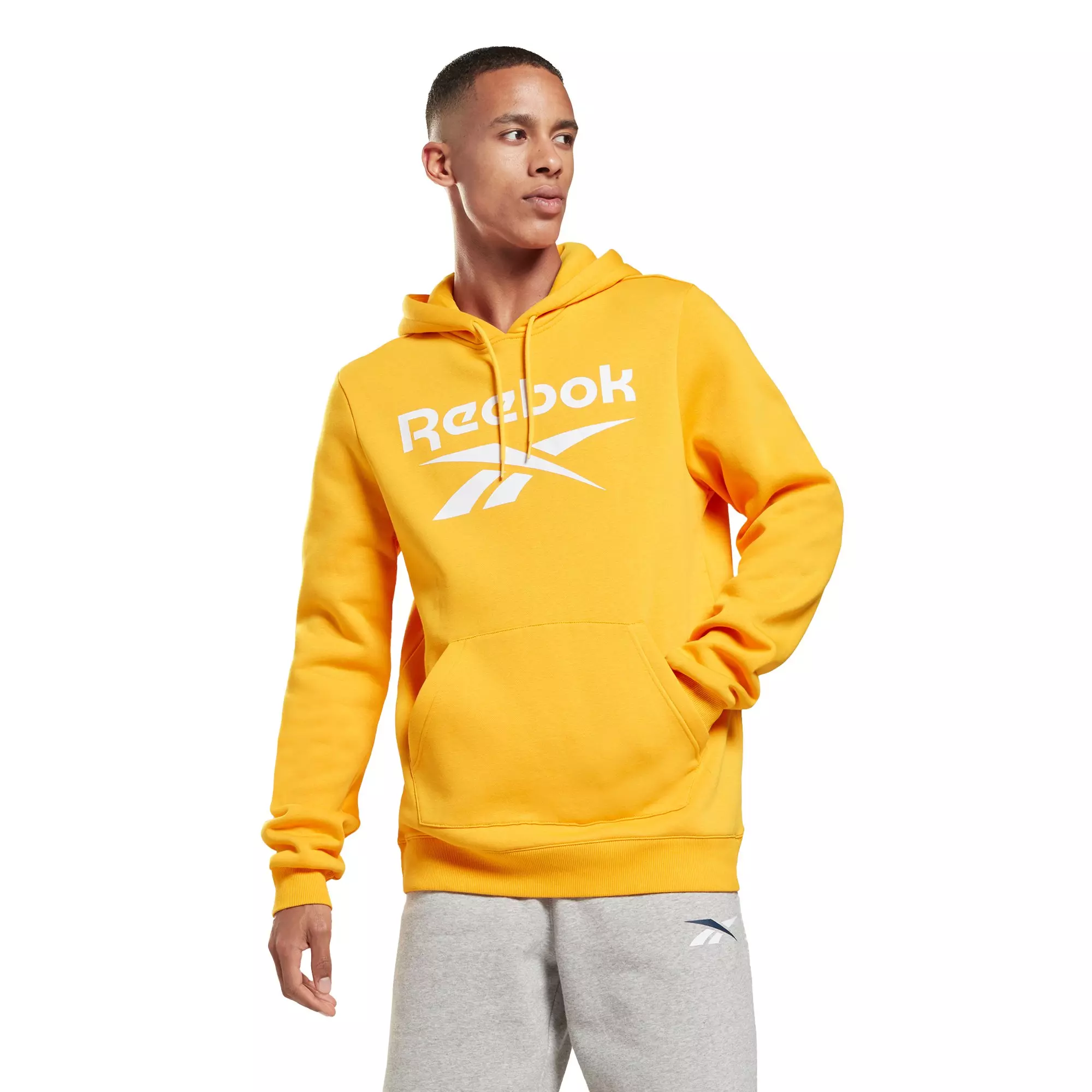 Reebok Men's Yellow Identity Fleece Hoodie - YELLOW
