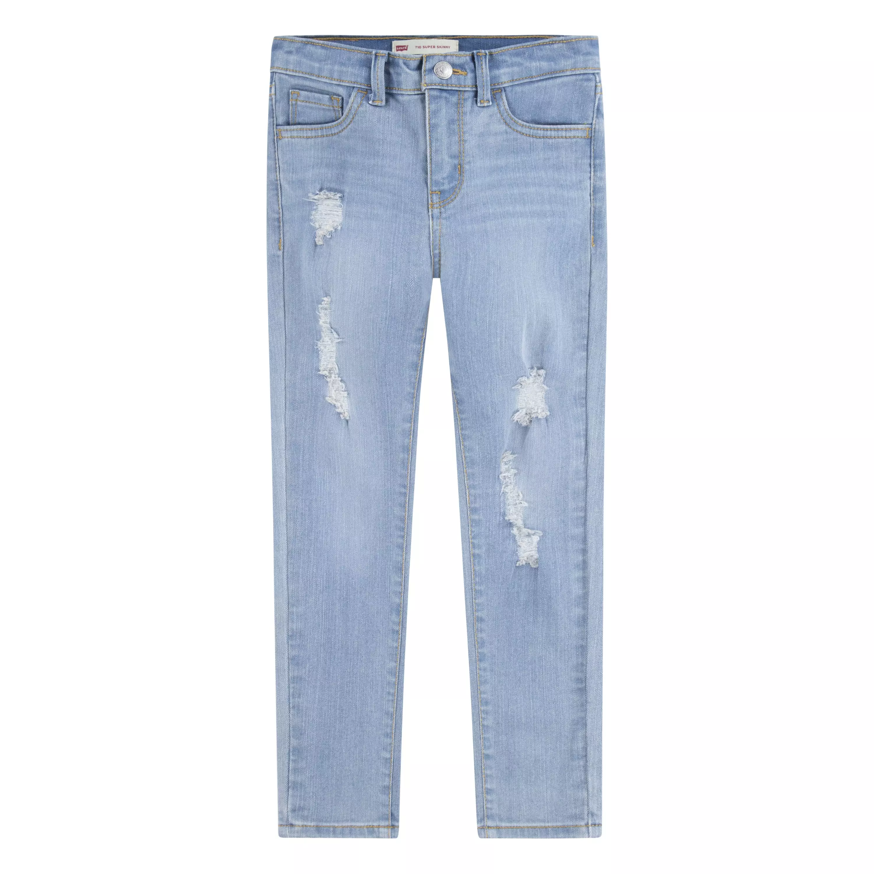 Levi's Little Girls' 710 Super Skinny Fit Slim Distressed Light Blue Wash Denim Jeans - LIGHT BLUE