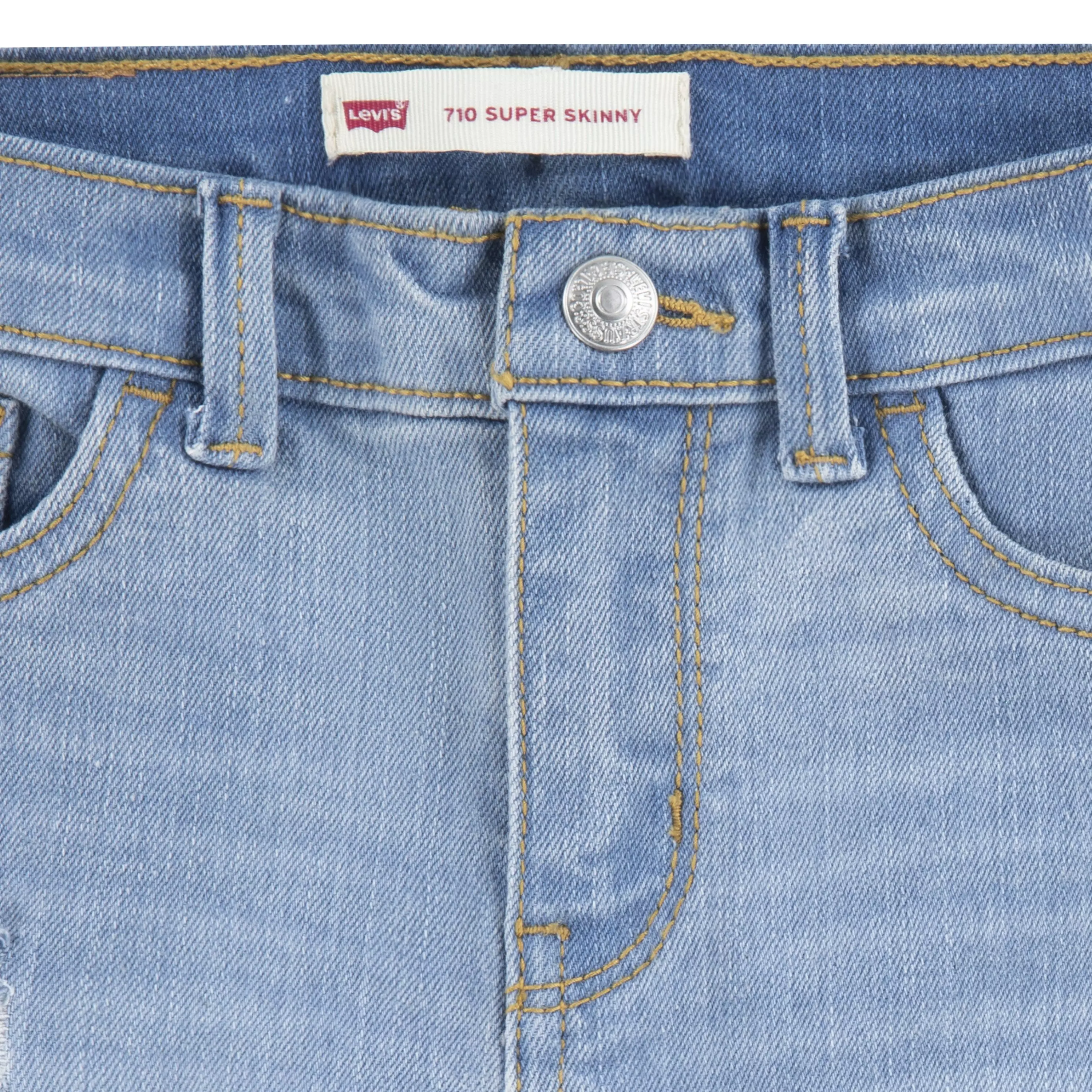 Levi's Little Girls' 710 Super Skinny Fit Slim Distressed Light Blue Wash Denim Jeans - LIGHT BLUE