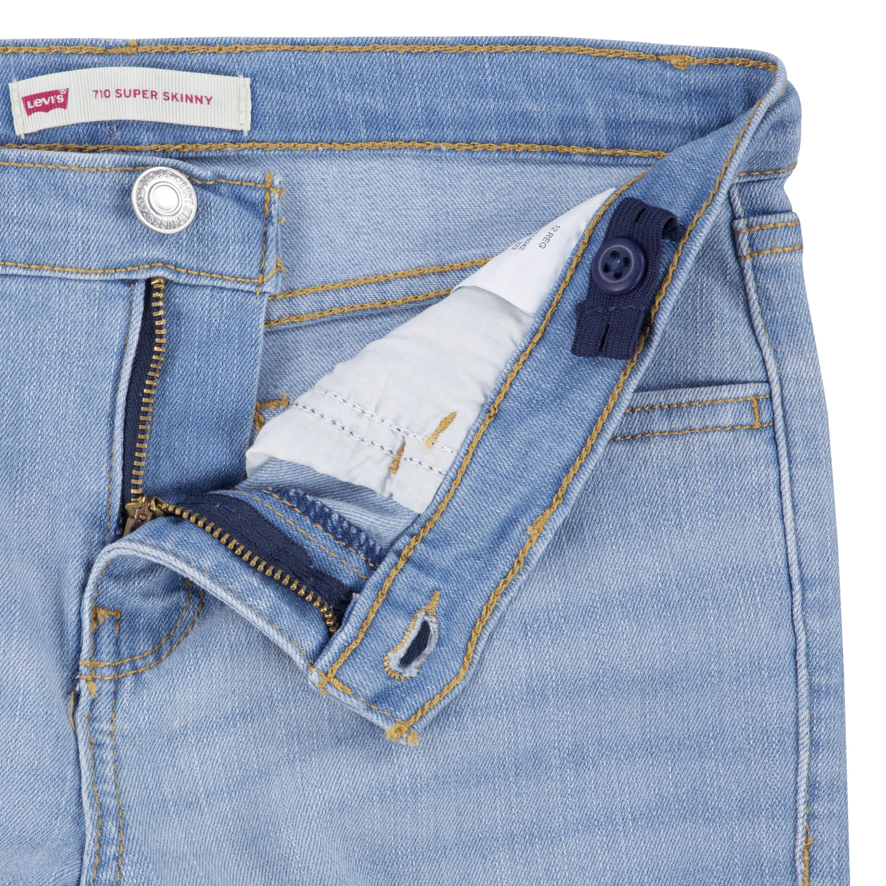 Levi's 710 Super Skinny Fit Slim Big Girls' Distressed Light Blue Wash Denim Jeans