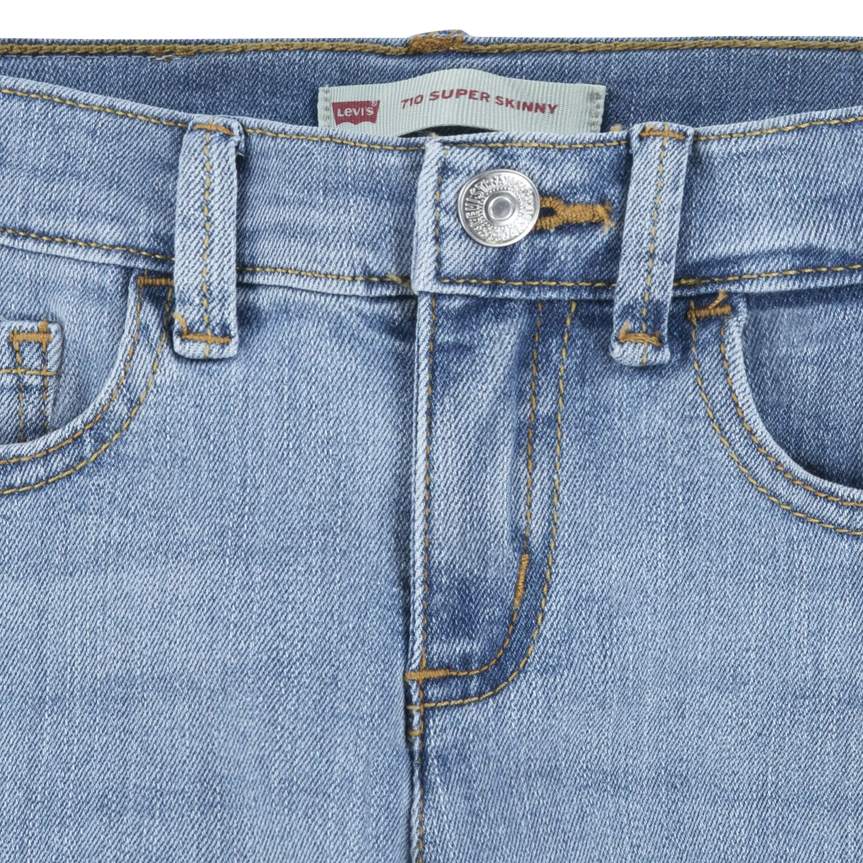 Levi's Little Girls' 710 Super Skinny Fit Slim Light Blue Wash Denim Jeans - LIGHT BLUE