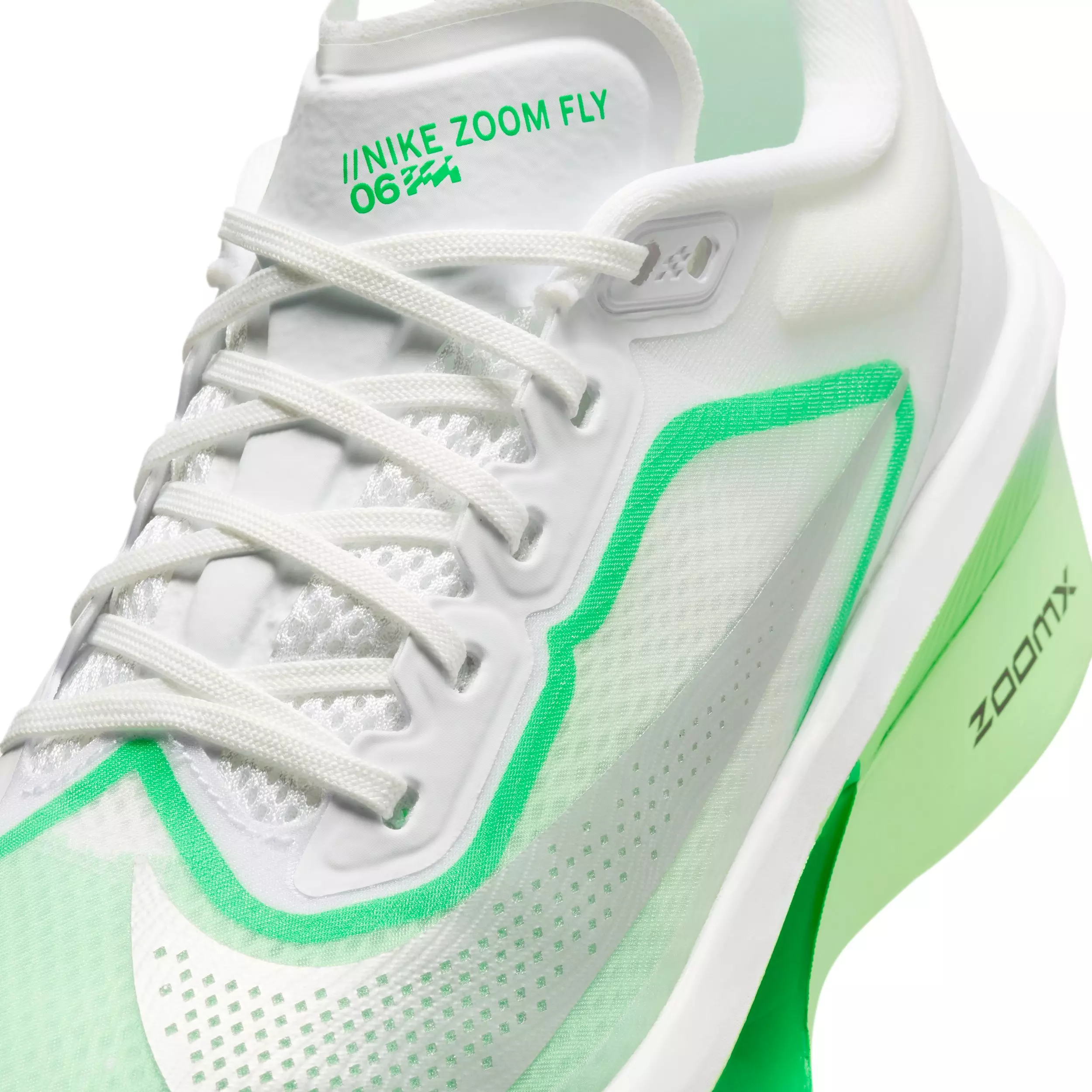 Nike Zoom Fly 6 "White/Illusion Green/Green Spark/Metallic Silver" Women's Running Shoe - WHITE/GREEN/GREEN/SILVER