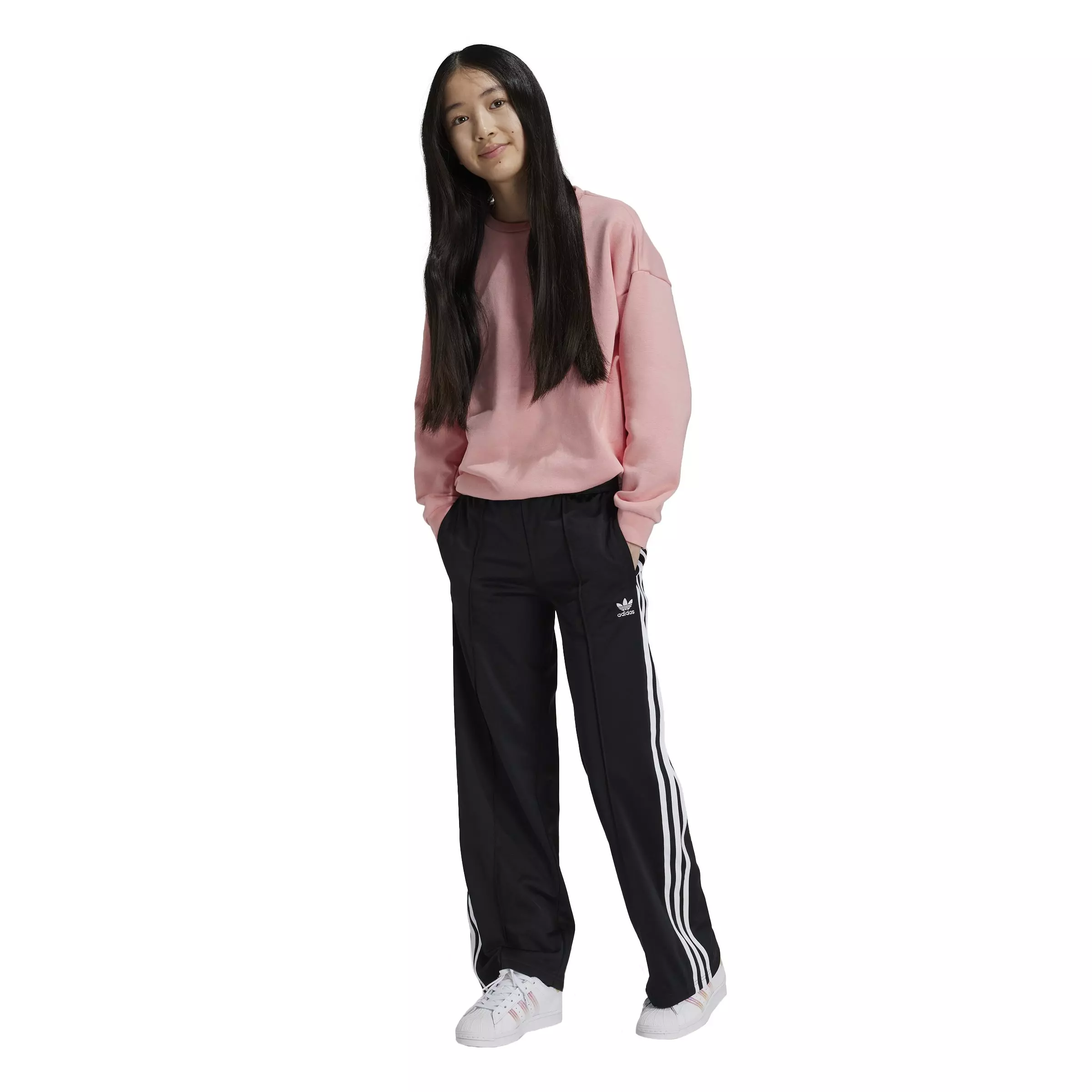 adidas Originals Big Girls' Adicolor Wide Tracksuit Bottoms - Black - BLACK