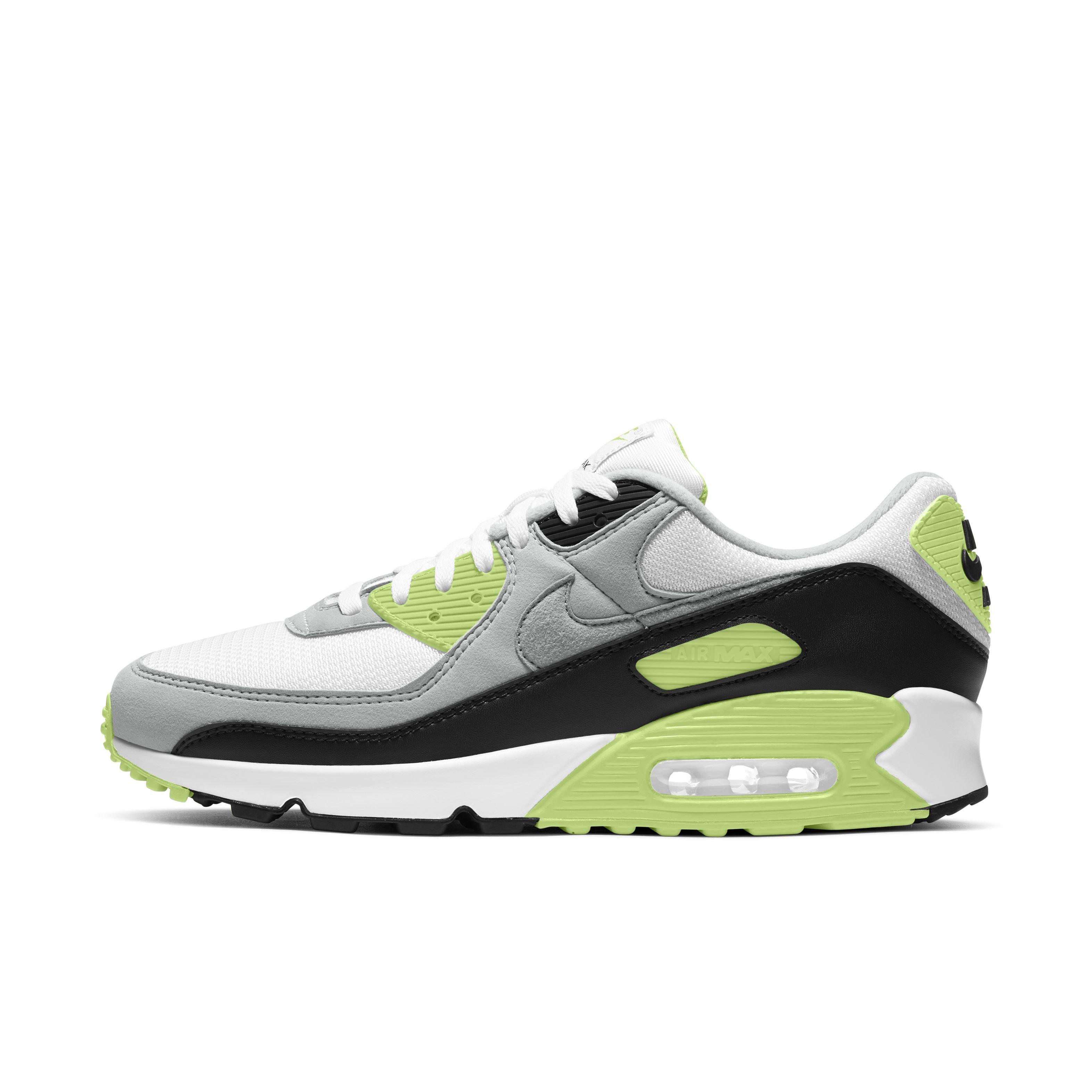 gray and neon green air max