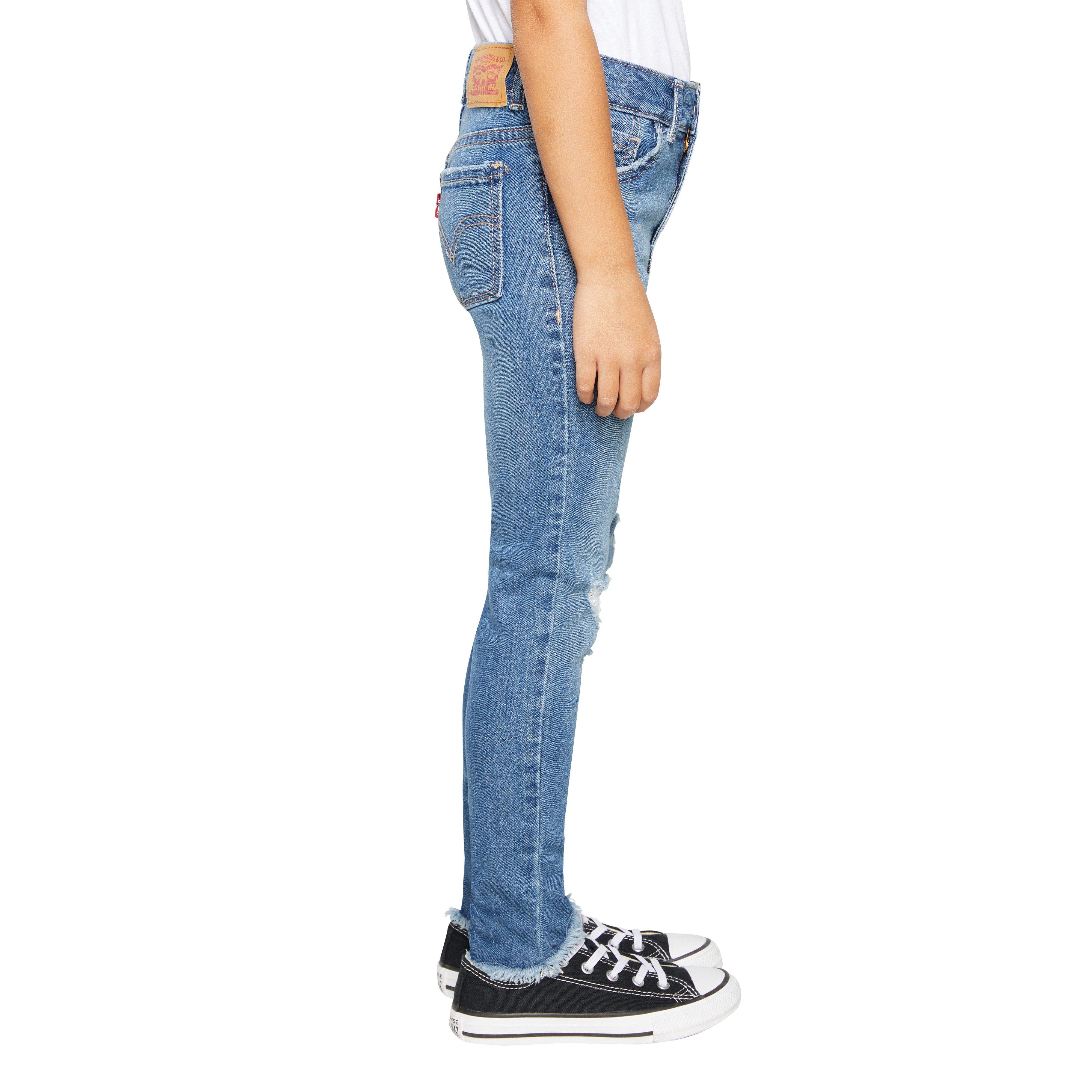 Levi's Little Girls' 720 High Rise Super Skinny Med Wash Hometown Jeans - Blue Denim - HOMETOWN BLUE Thumbnail View 3