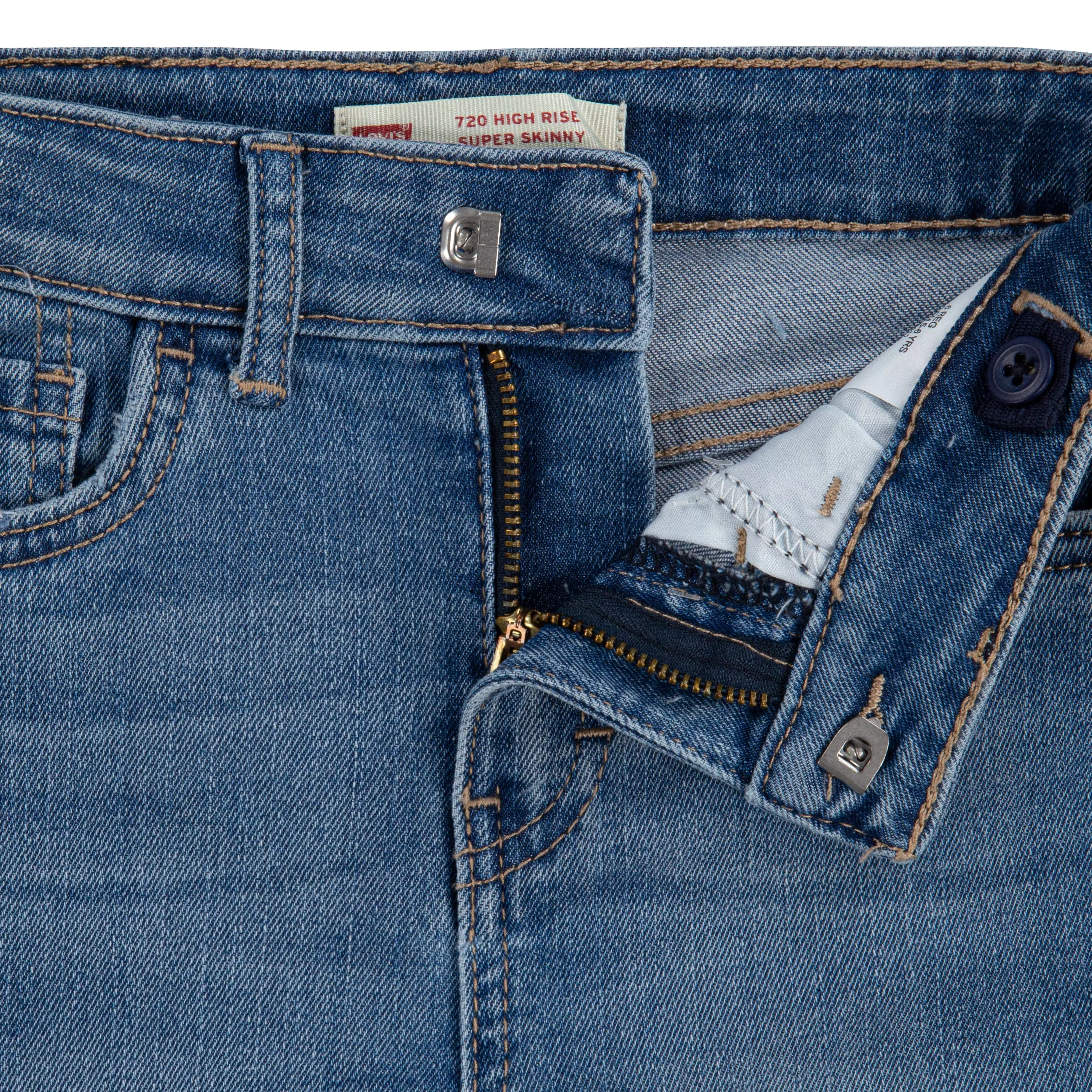 Levi's Little Girls' 720 High Rise Super Skinny Med Wash Hometown Jeans - Blue Denim - HOMETOWN BLUE