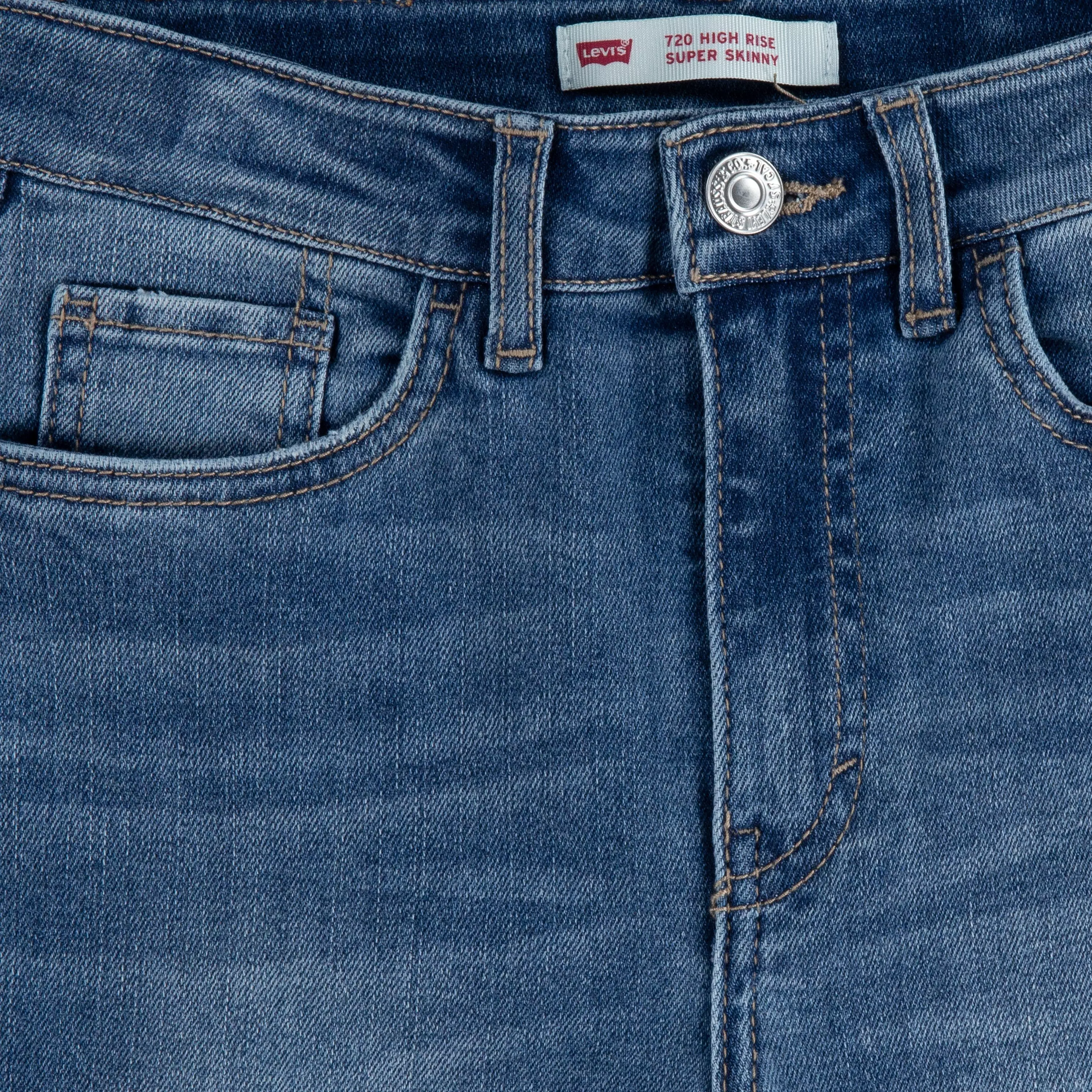 Levi's 720 High Rise Super Skinny Med Wash Big Girls' Hometown Blue Denim Jeans - HOMETOWN BLUE