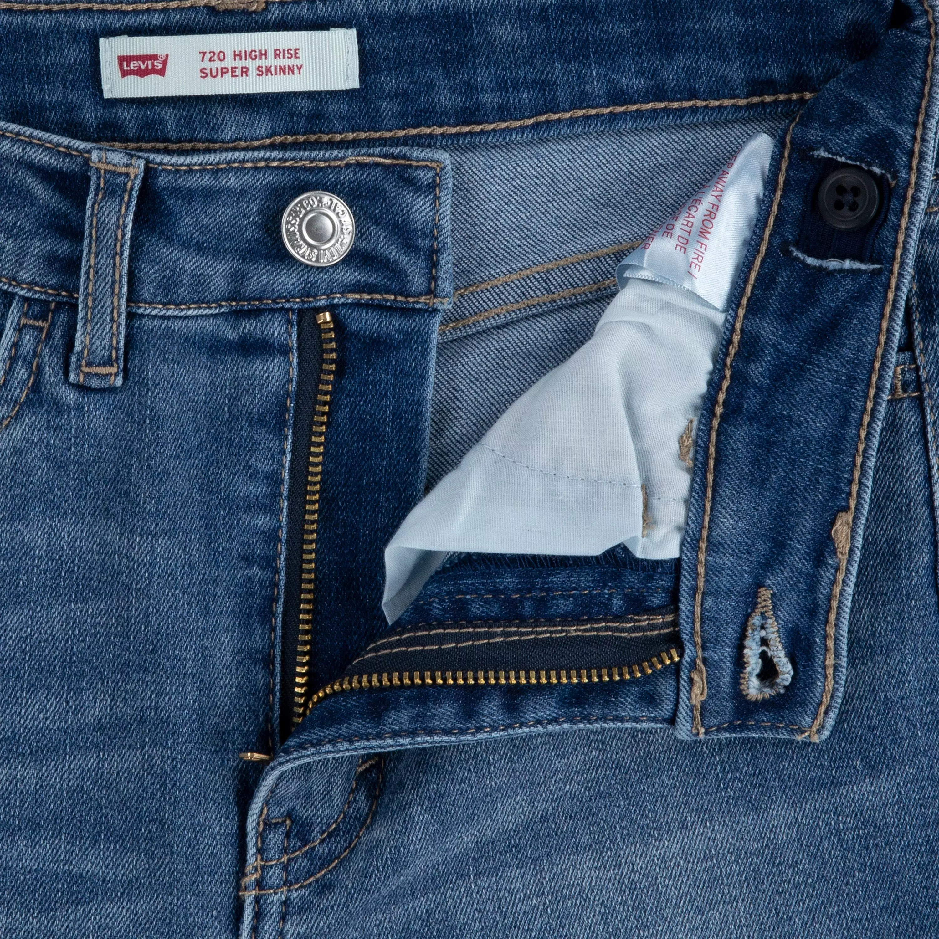 Levi's 720 High Rise Super Skinny Med Wash Big Girls' Hometown Denim Jeans - Blue - HOMETOWN BLUE