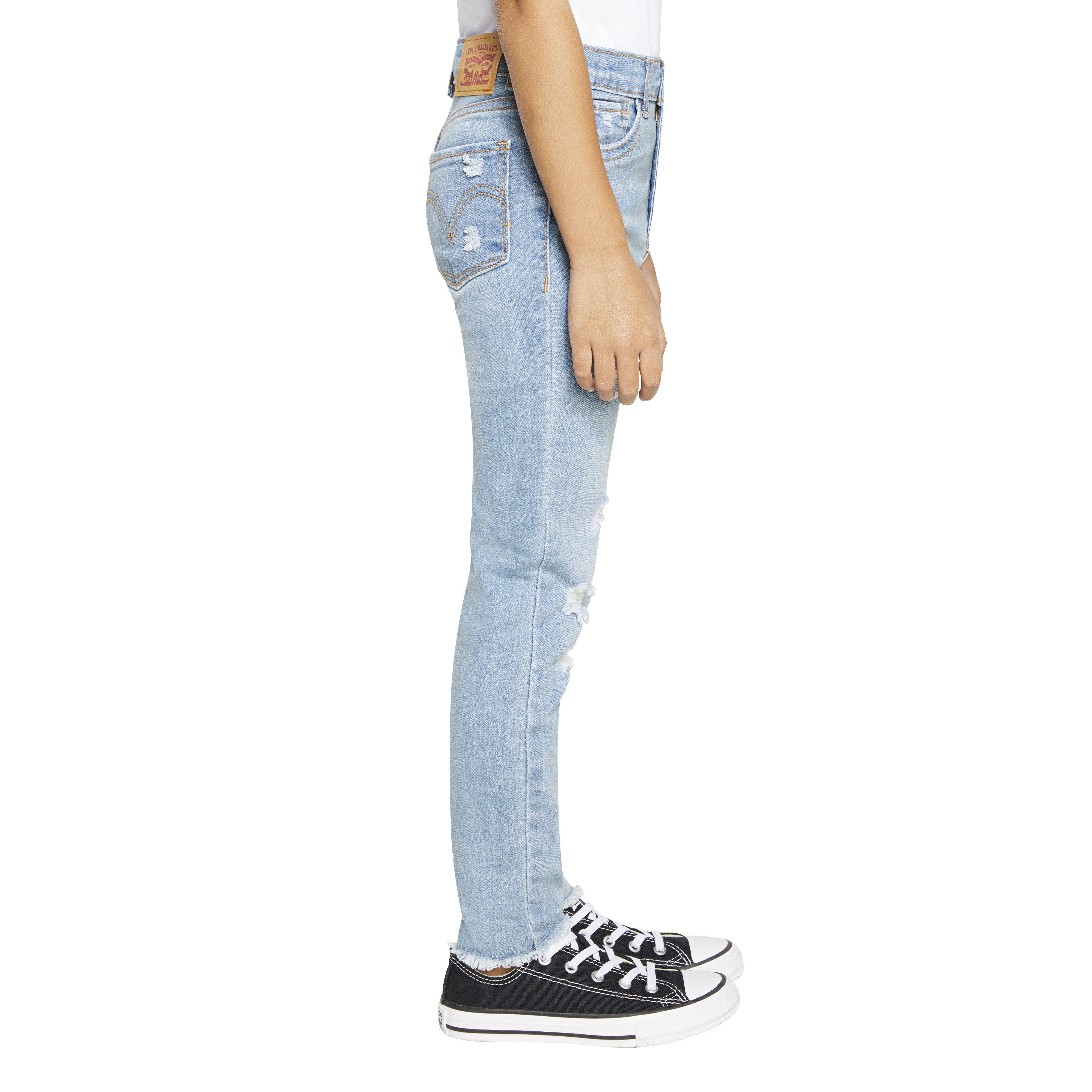 Levi's 720 High Rise Super Skinny Lt Wash Little Girls' Blue Denim Jeans - BLUE Thumbnail View 3