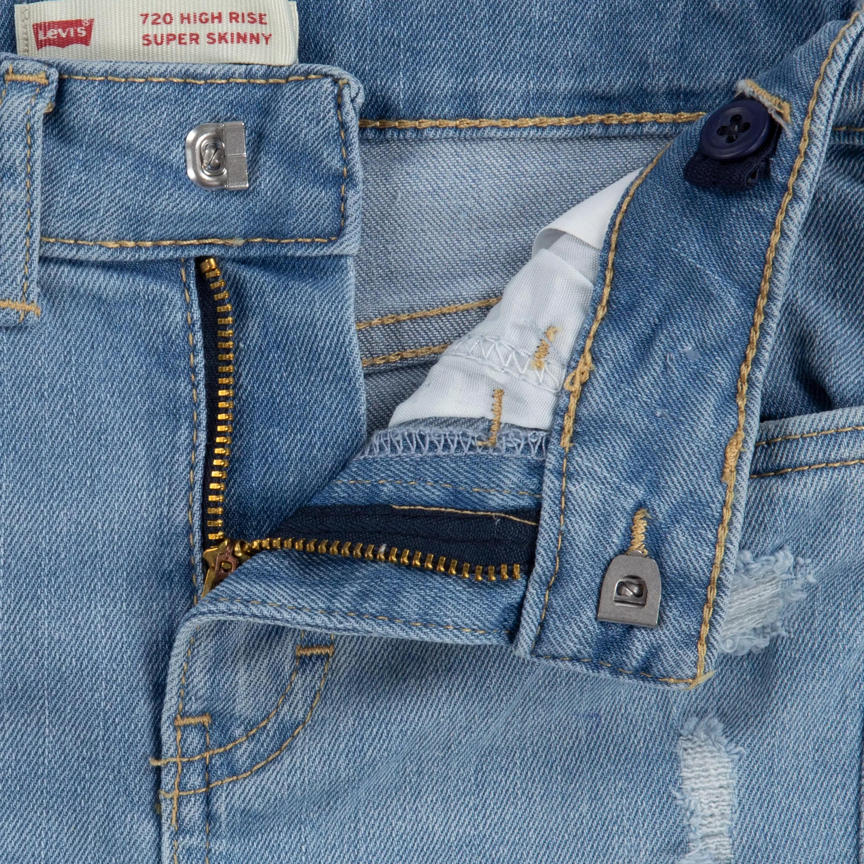Levi's 720 High Rise Super Skinny Lt Wash Little Girls' Blue Denim Jeans - BLUE