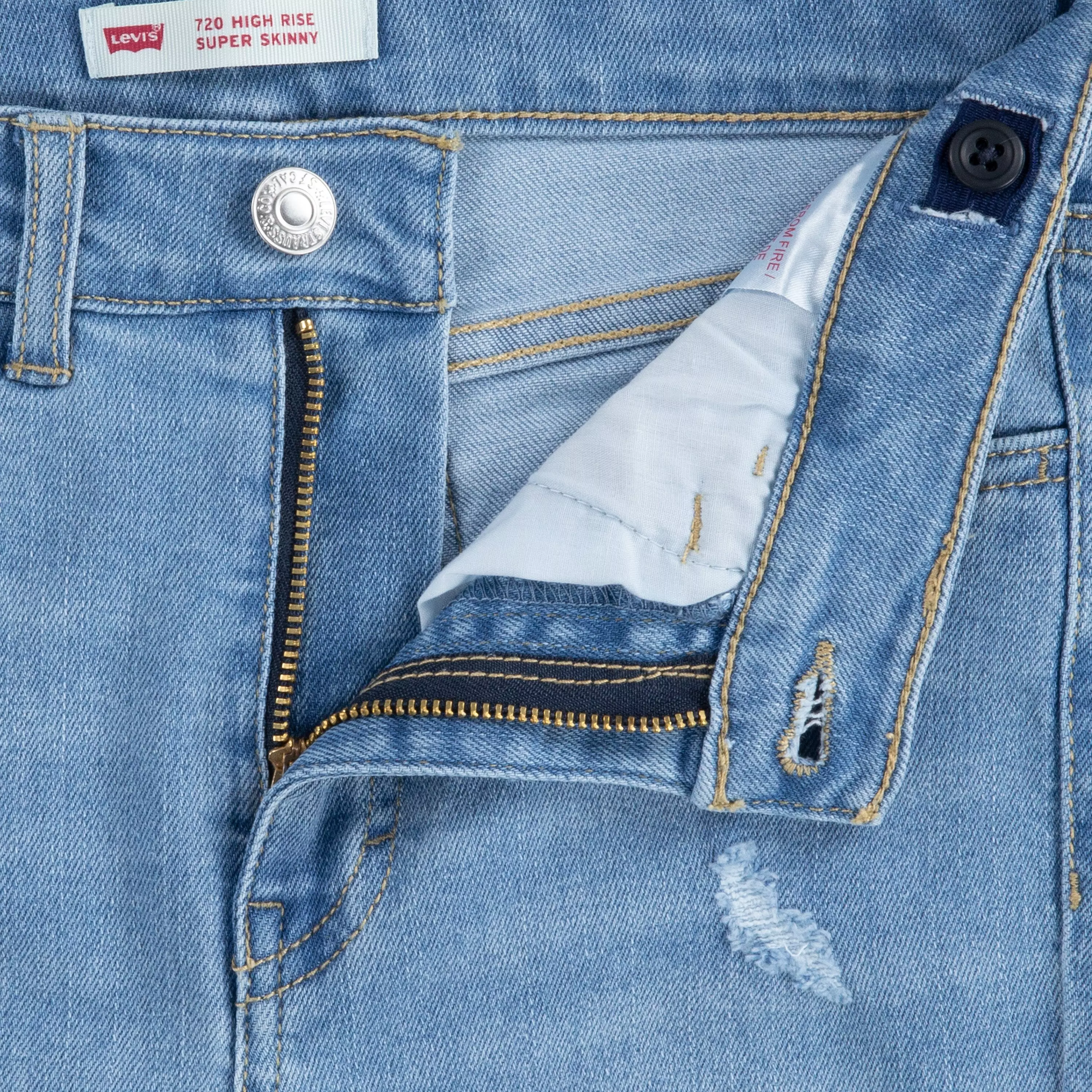 Levi's 720 High Rise Super Skinny Lt Wash Big Girls' Blue Denim Jeans - BLUE