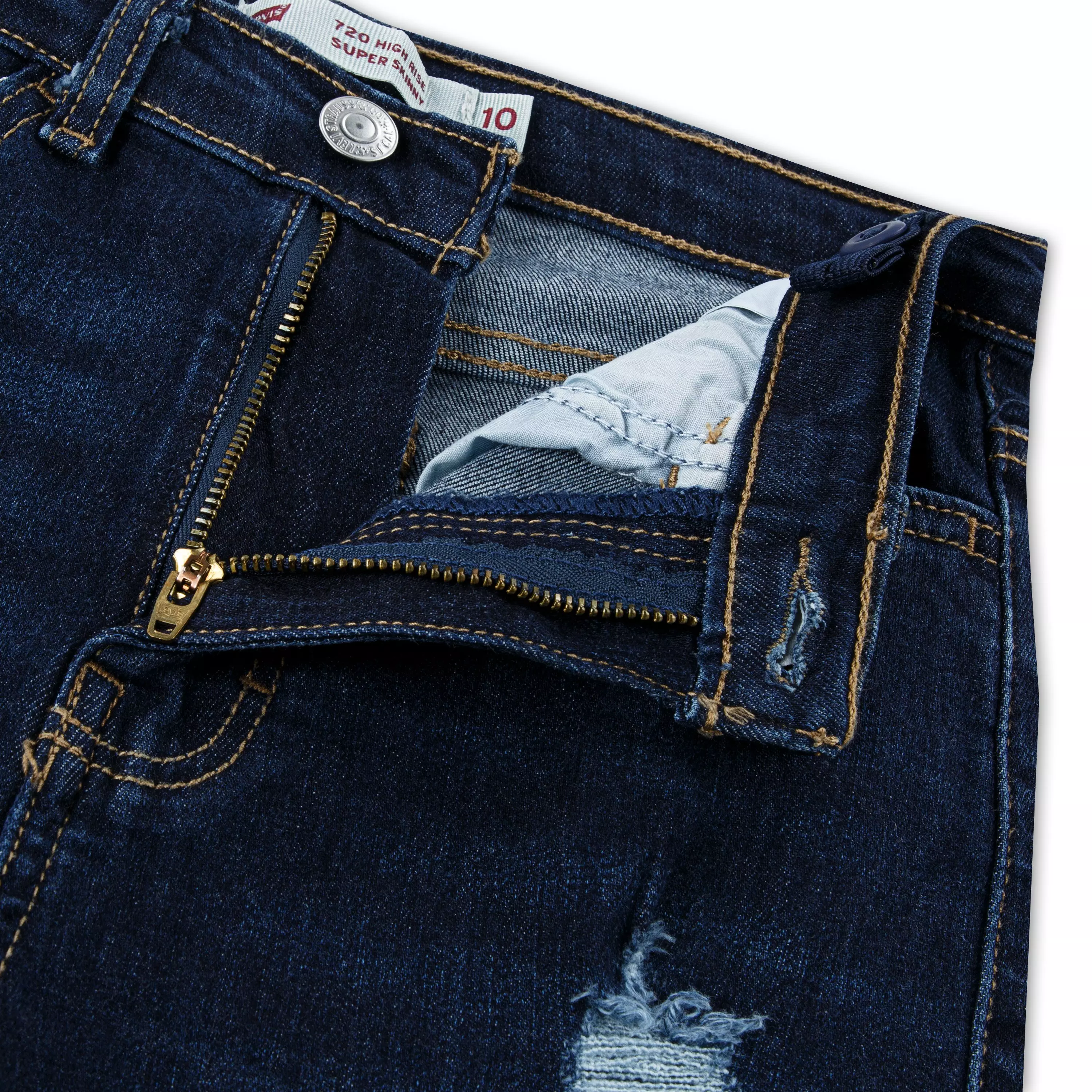 Levi's Big Girls' 720 High Rise Super Skinny Dk Wash Dk Blue Denim Jeans - DK BLUE