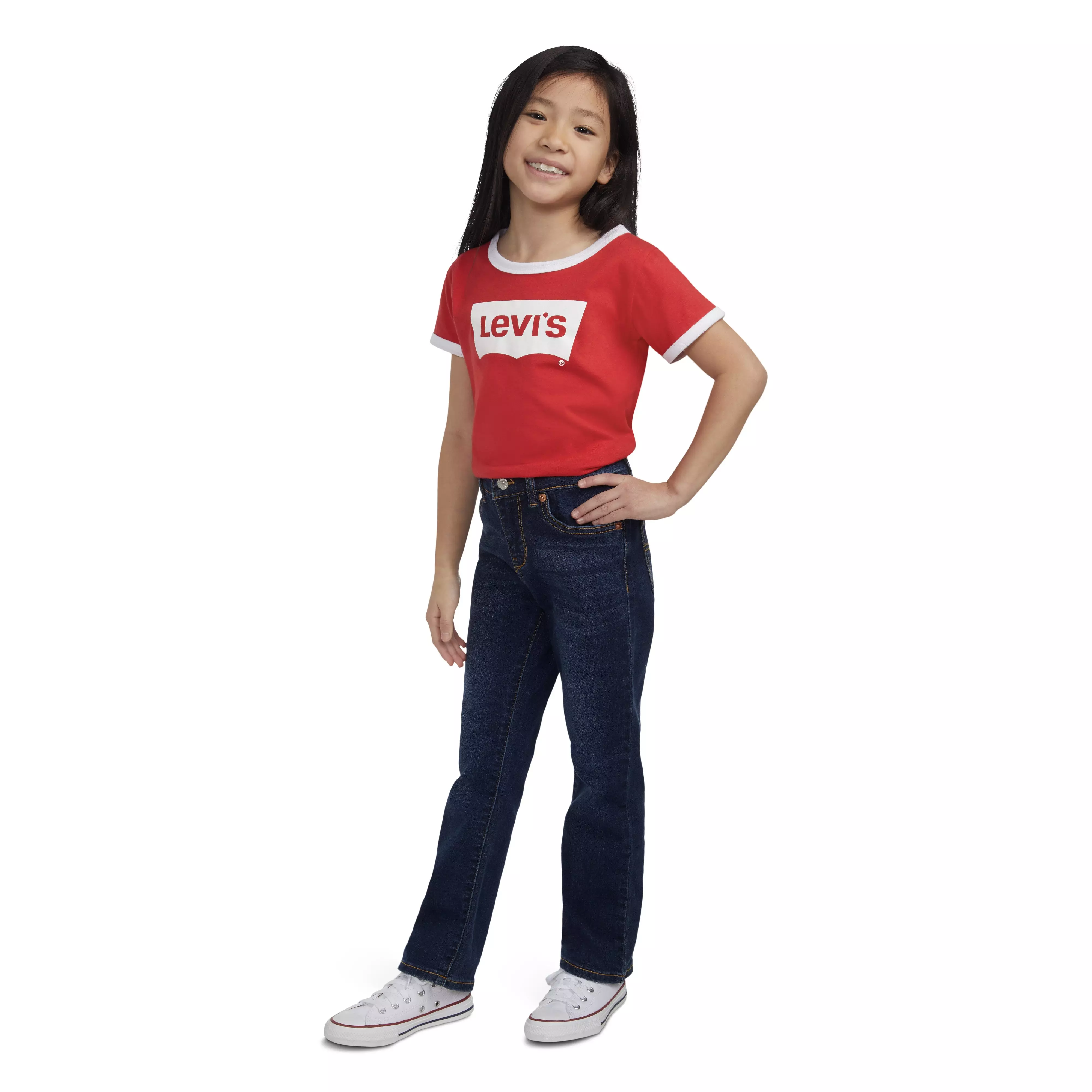 Levi's Little Girls' Classic Bootcut Navy Wash Denim Jeans - NAVY
