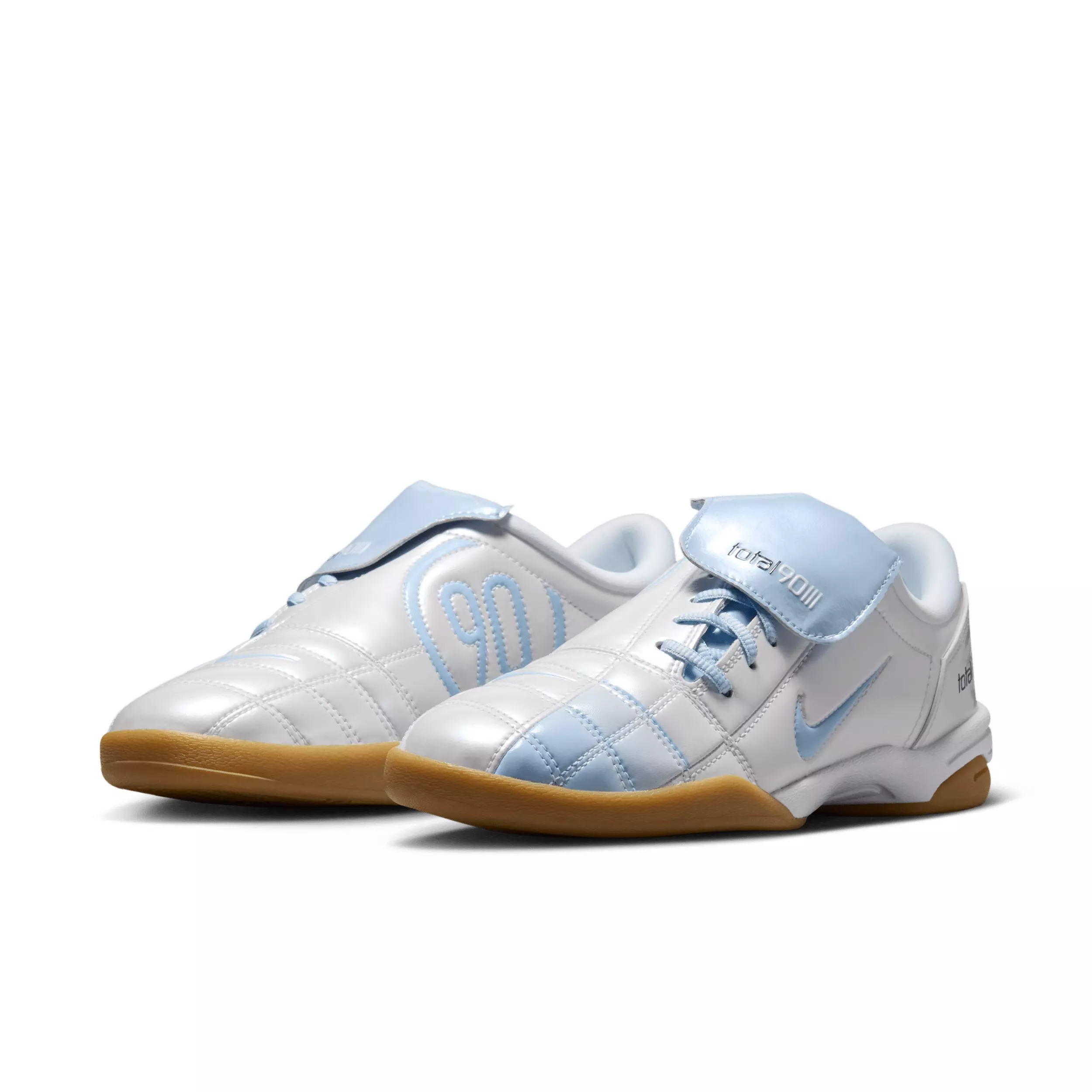 Nike T90 SE "White/Gum Light Brown/Black/Hydrogen Blue" Women's Shoe - WHITE/LT BROWN/BLACK/BLUE