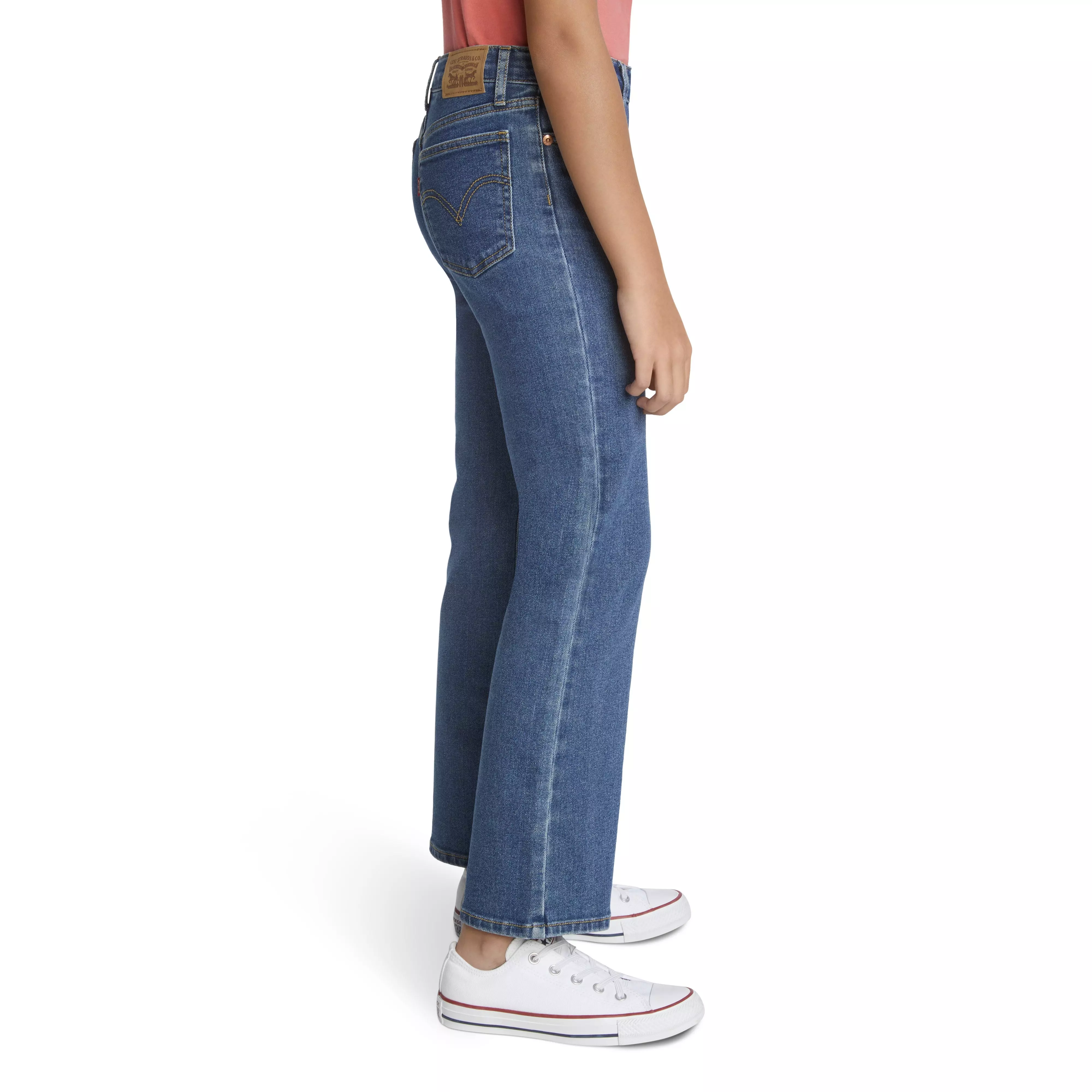 Levi's Wide Leg Med Washed Big Girls' Denim Blue Jeans - BLUE