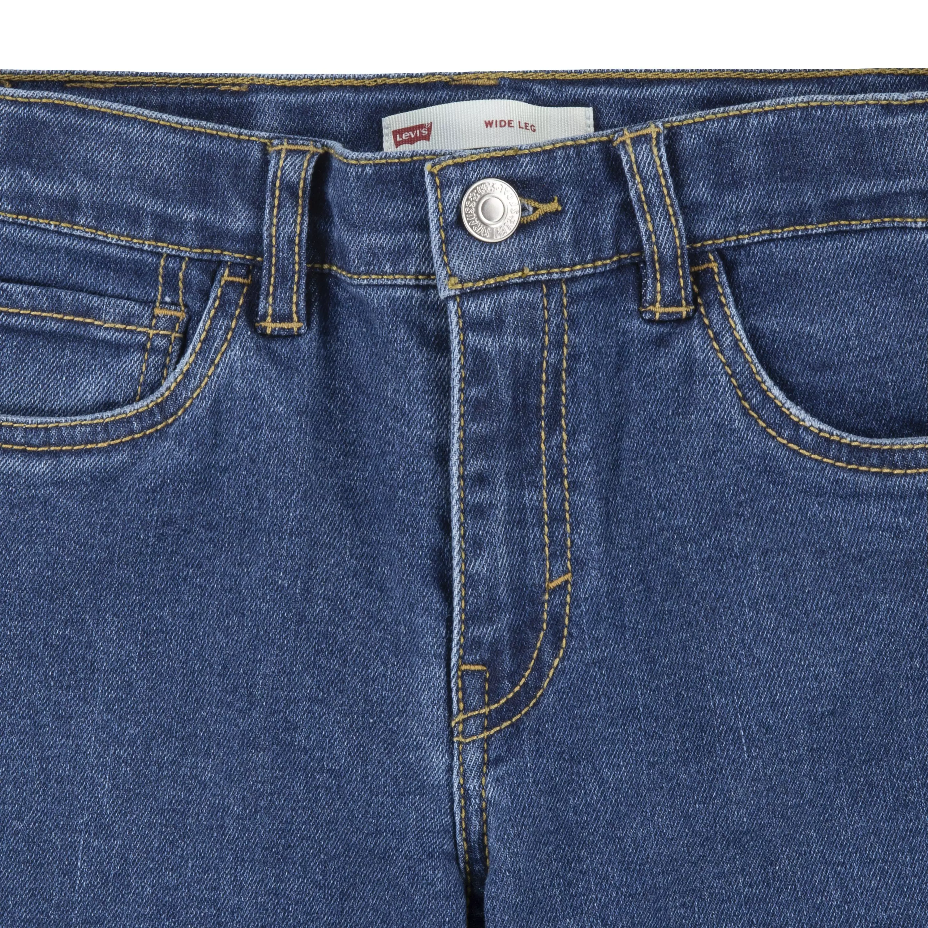Levi's Wide Leg Med Washed Big Girls' Denim Blue Jeans - BLUE