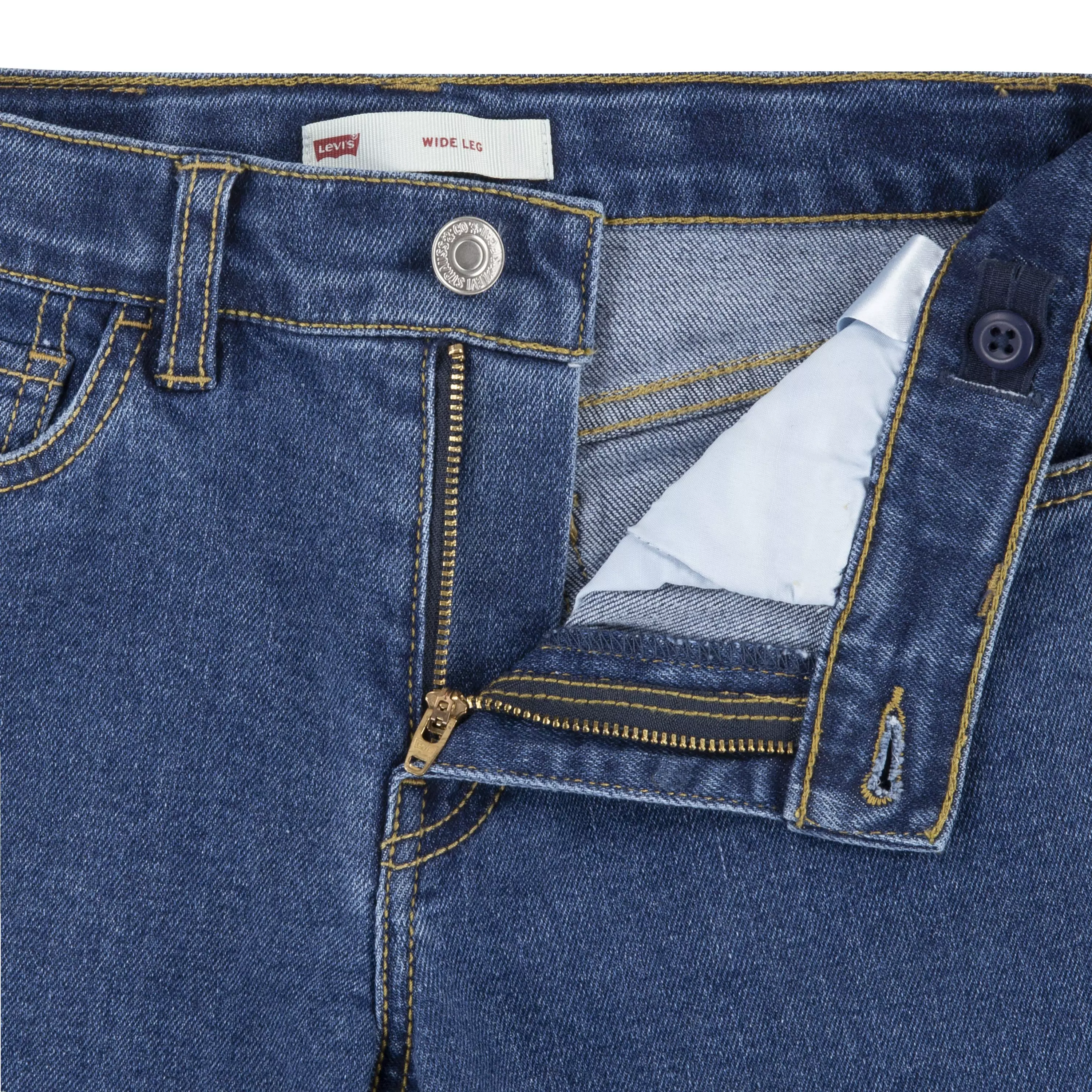 Levi's Wide Leg Med Washed Big Girls' Denim Blue Jeans - BLUE
