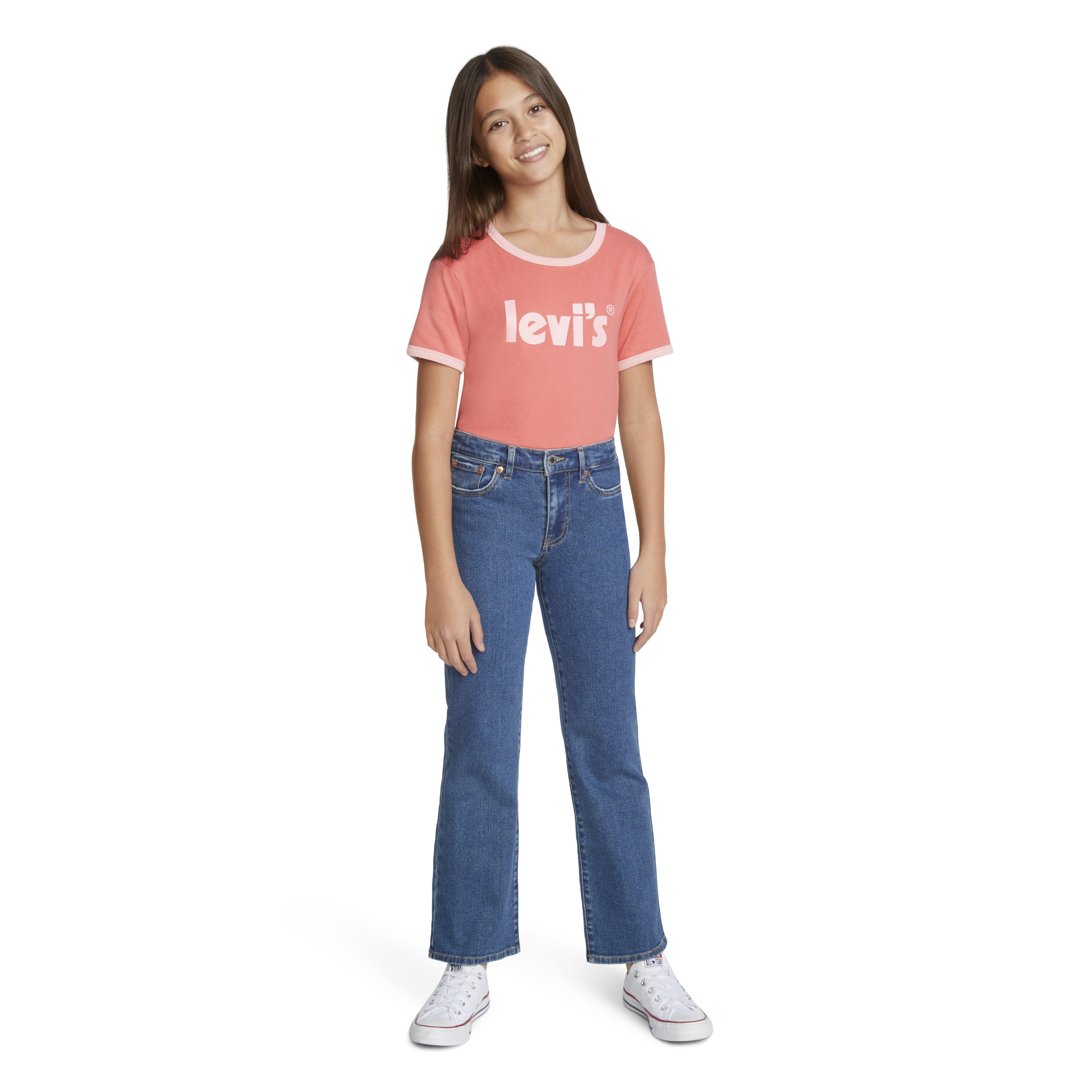 Levi's Wide Leg Med Washed Big Girls' Denim Blue Jeans - BLUE Thumbnail View 10