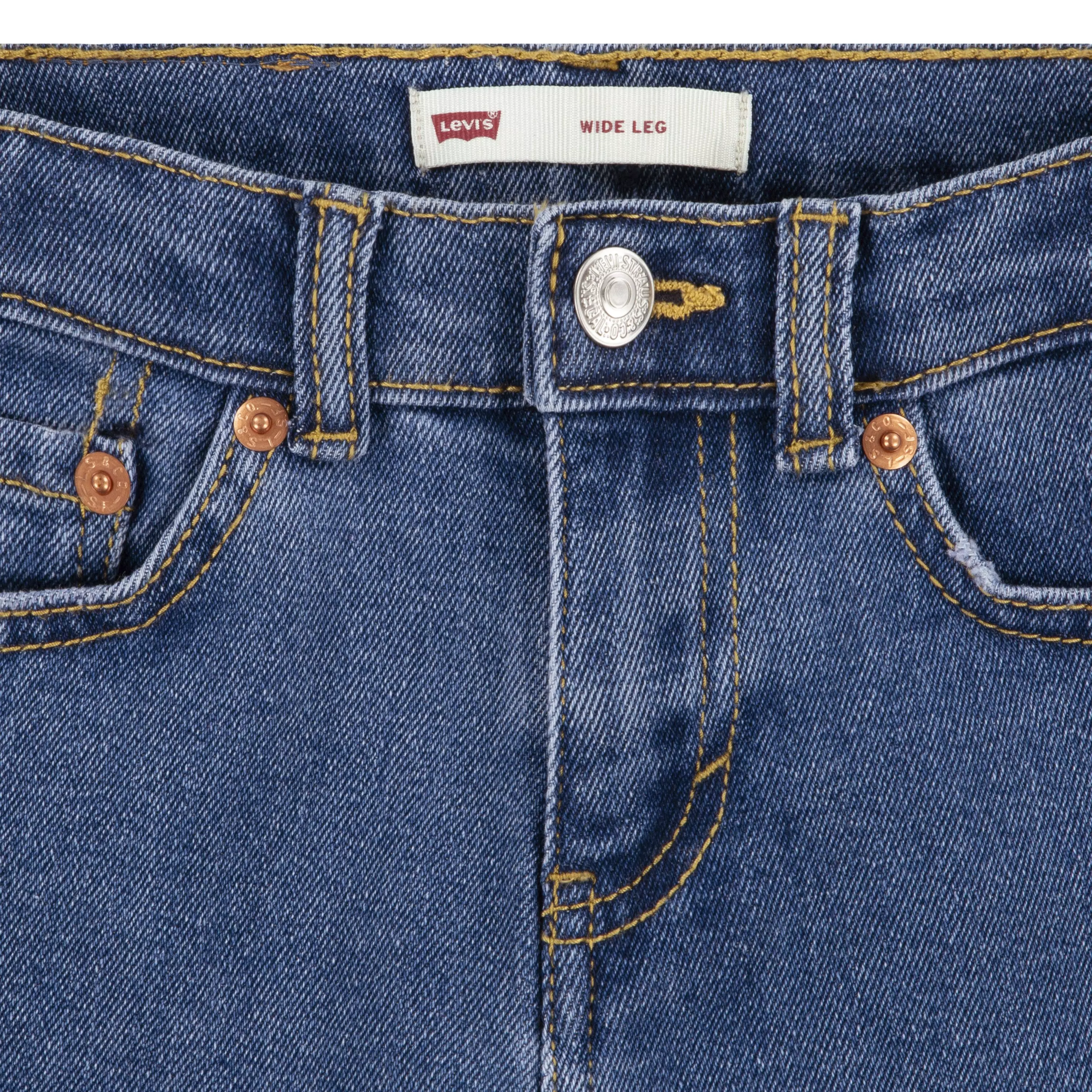 Levi's Little Girls' Wide Leg Med Wash Blue Denim Jeans - BLUE