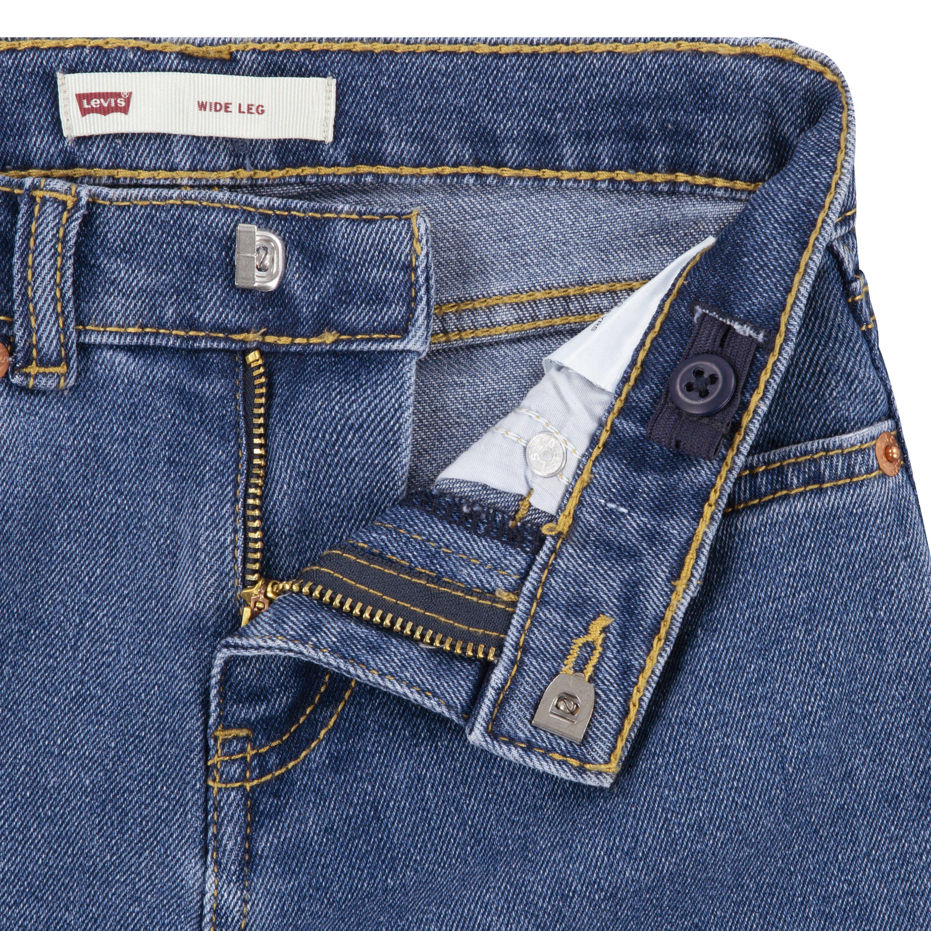 Levi's Wide Leg Med Wash Little Girls' Blue Denim Jeans - BLUE Thumbnail View 4