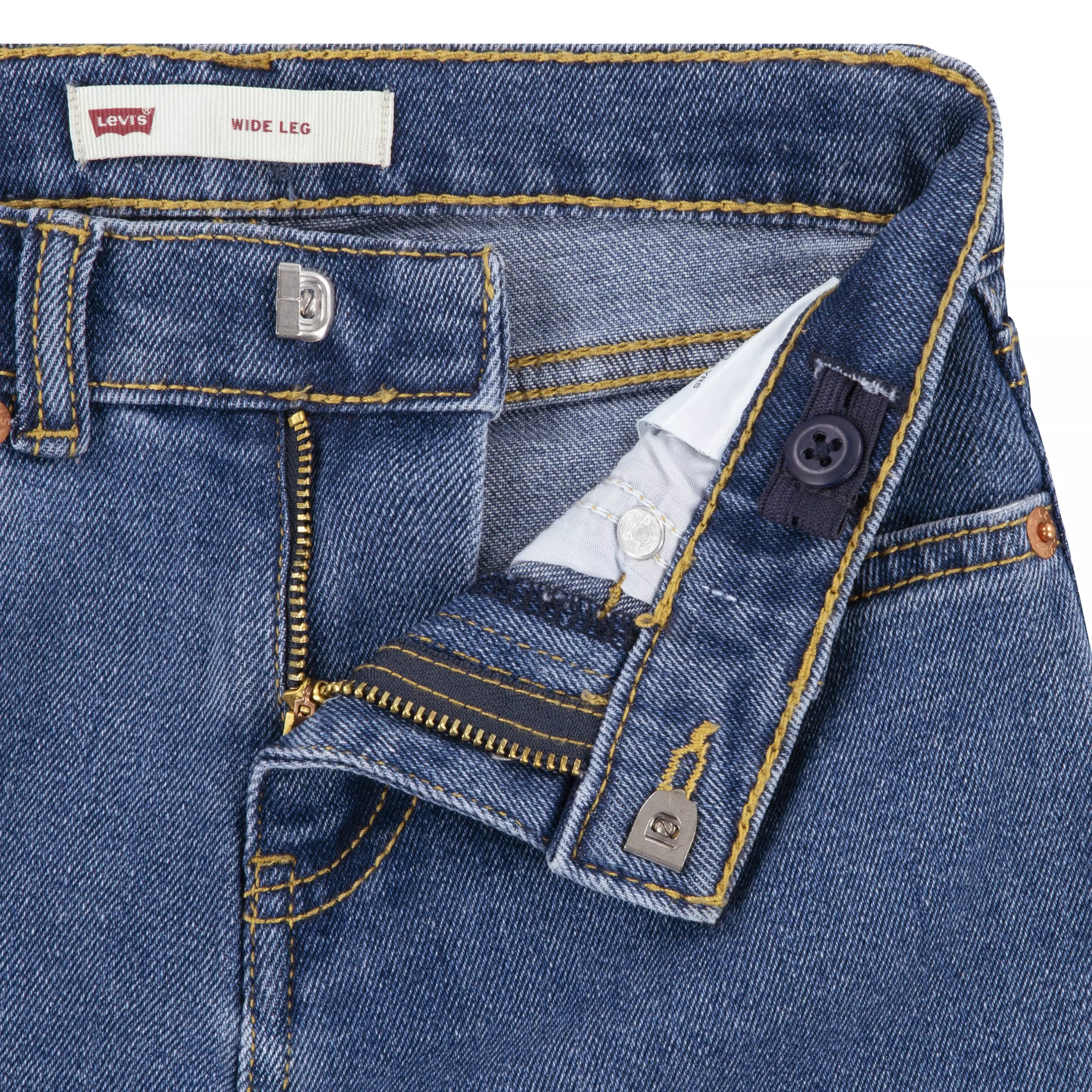 Levi's Wide Leg Med Wash Little Girls' Blue Denim Jeans - BLUE