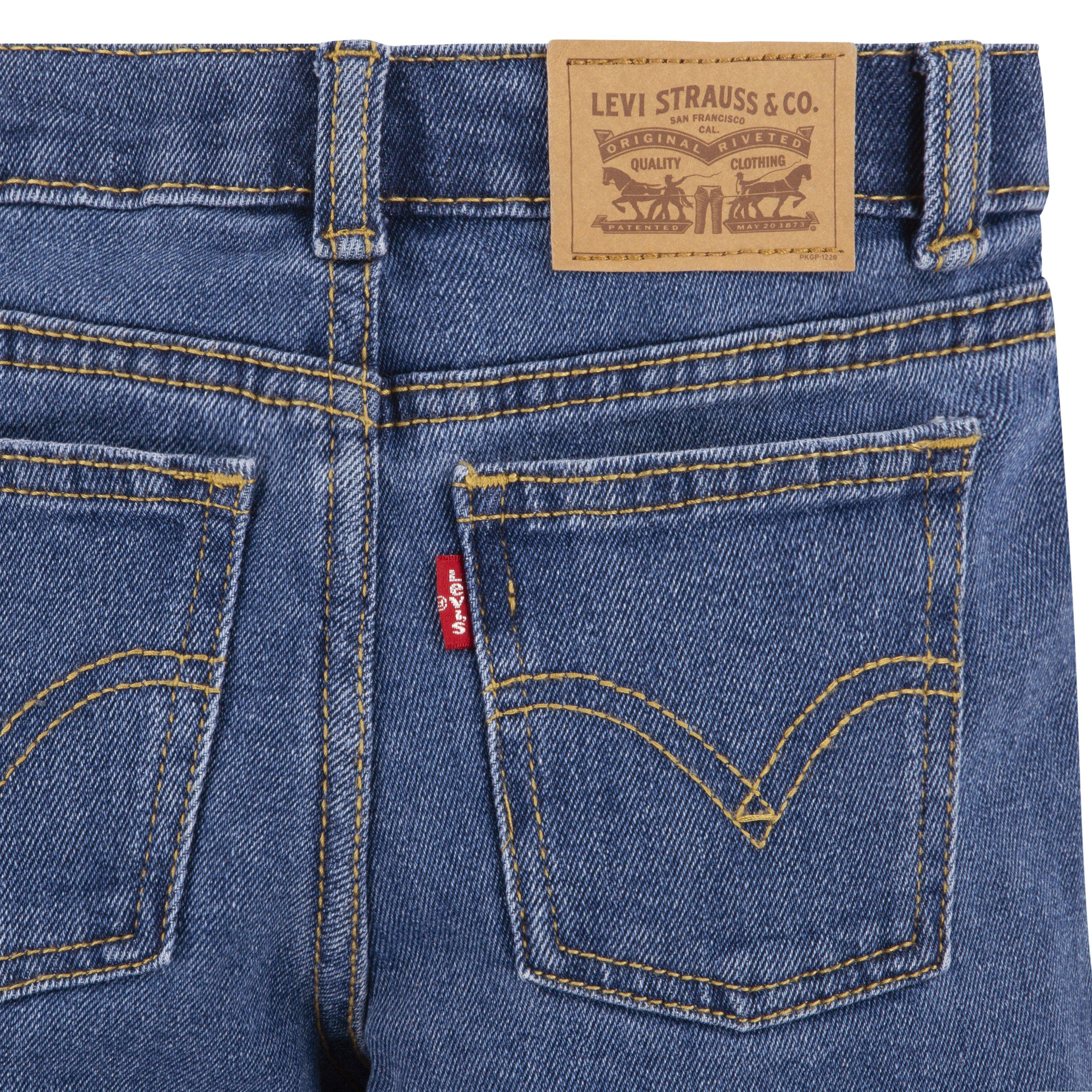 Levi's Wide Leg Med Wash Little Girls' Blue Denim Jeans - BLUE Thumbnail View 5