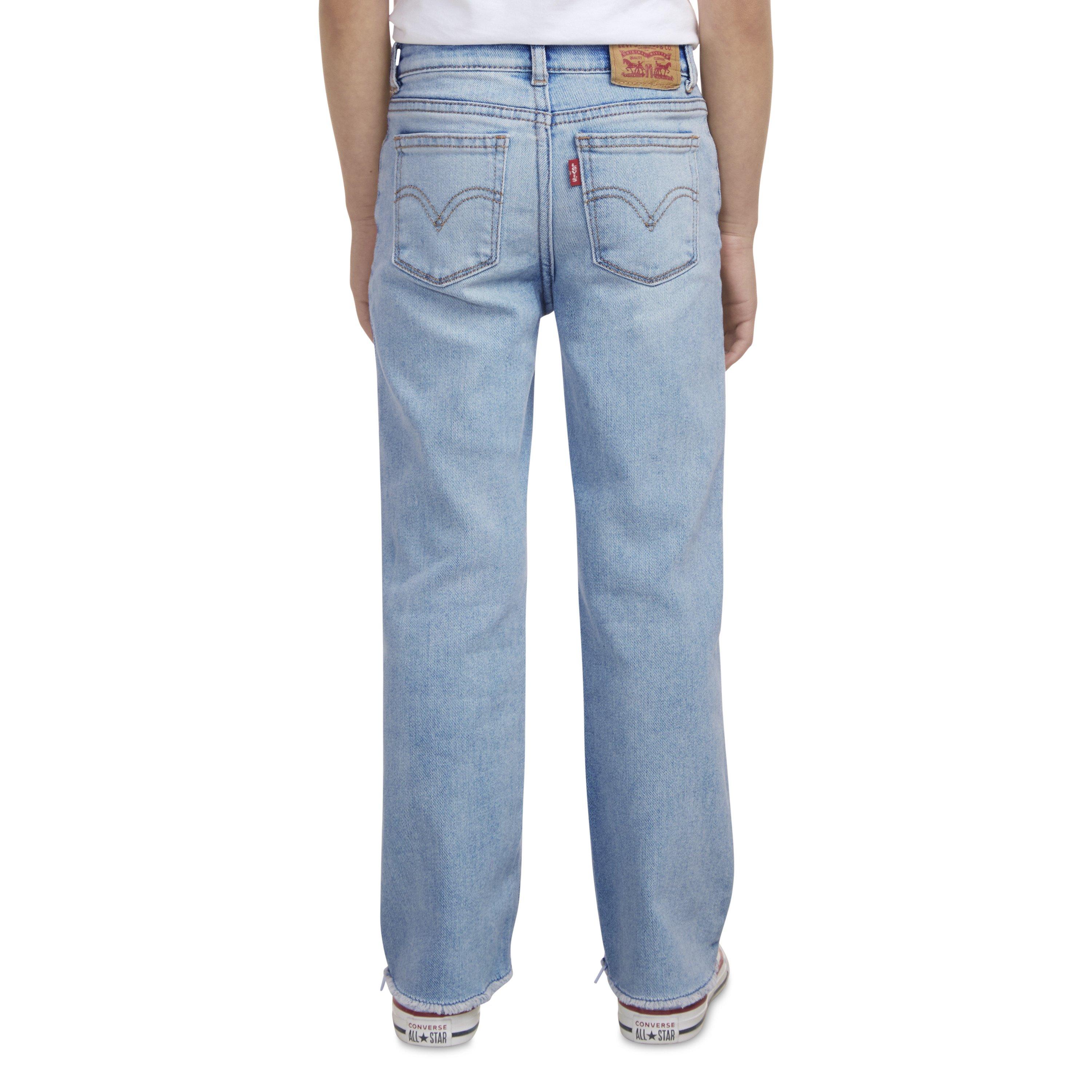 Levi's Wide Leg Lt Wash Little Girls' Bauhaus Blues Denim Jeans - BAUHAUS BLUES Thumbnail View 2