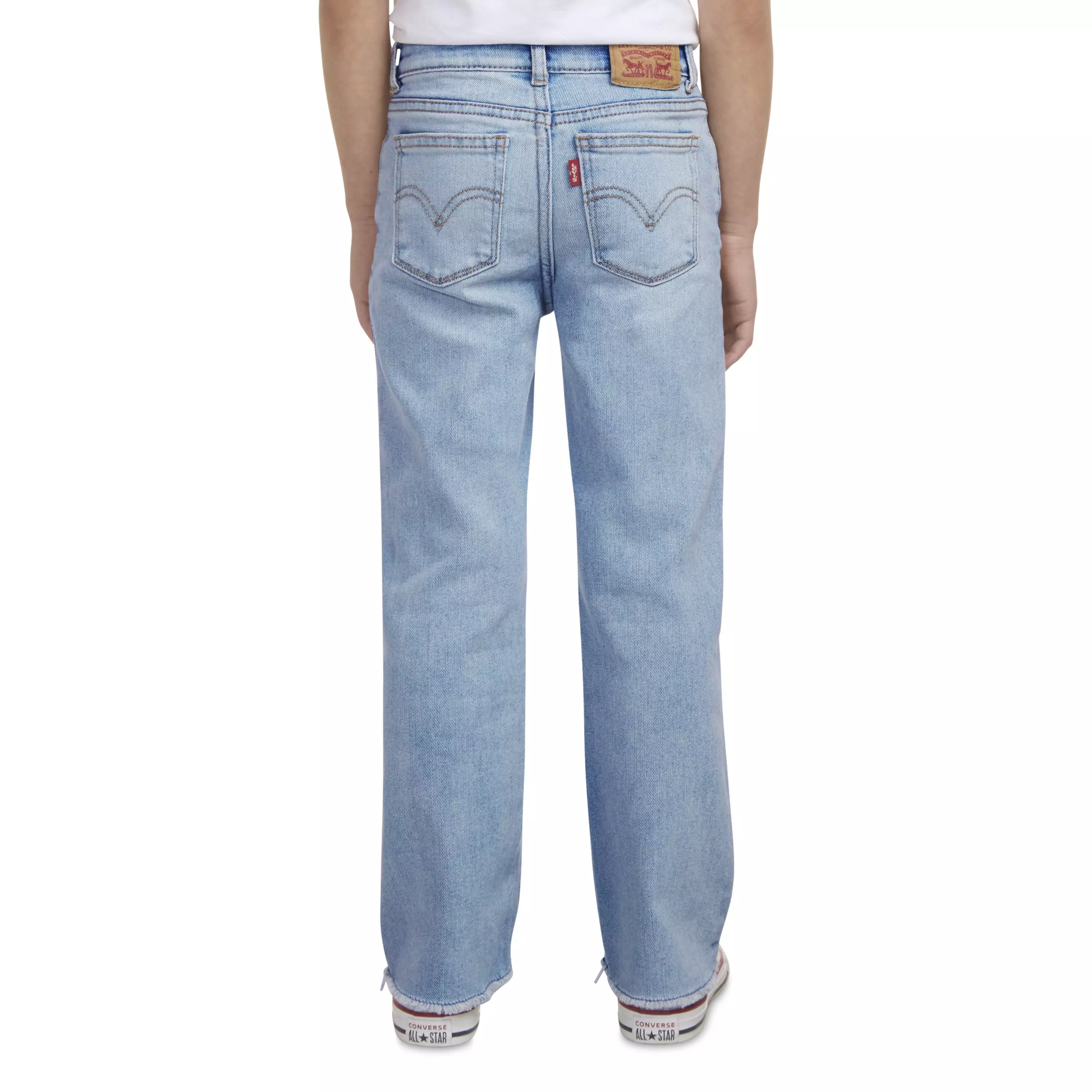 Levi's Wide Leg Lt Wash Little Girls' Bauhaus Blues Denim Jeans - BAUHAUS BLUES