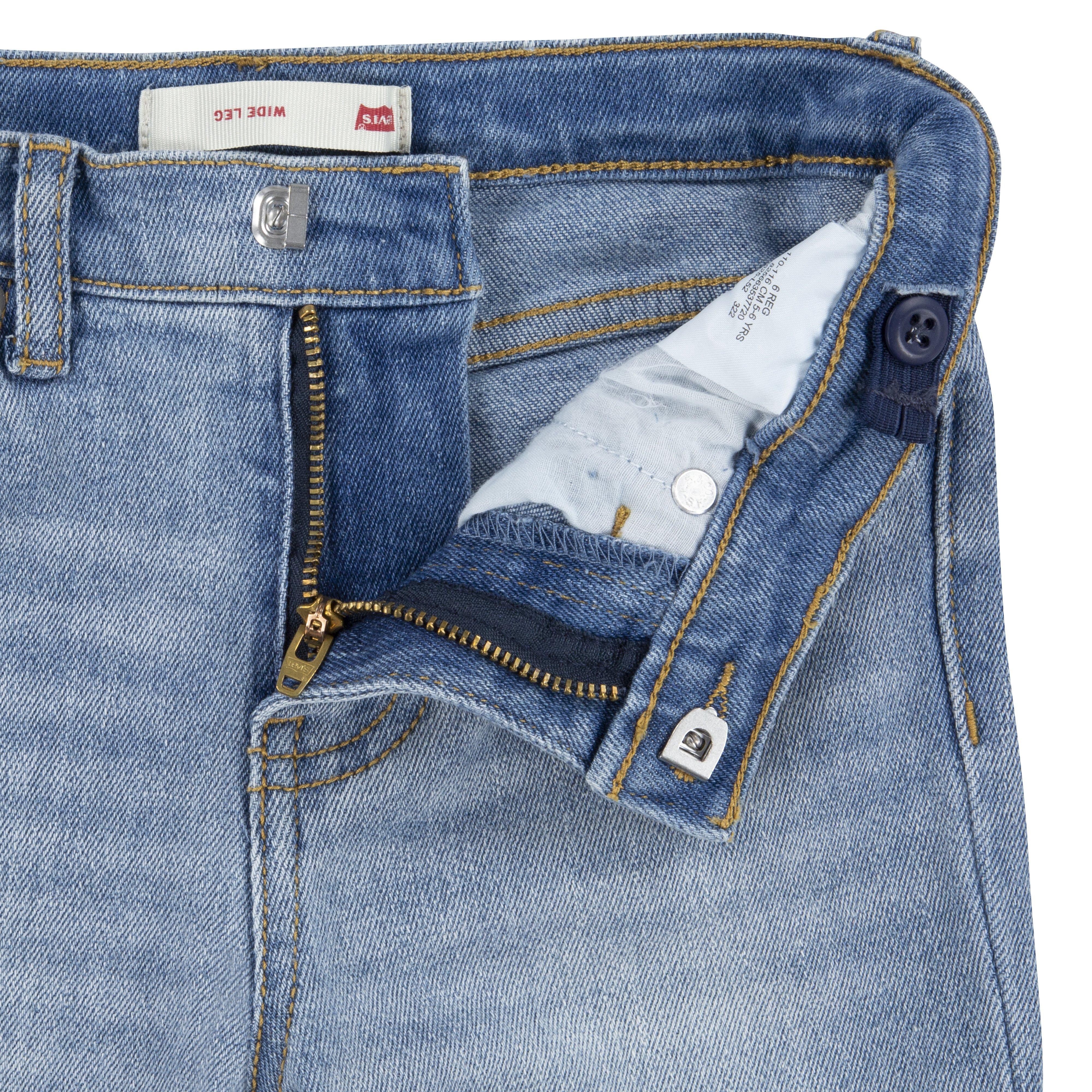 Levi's Wide Leg Lt Wash Little Girls' Bauhaus Blues Denim Jeans - BAUHAUS BLUES Thumbnail View 5