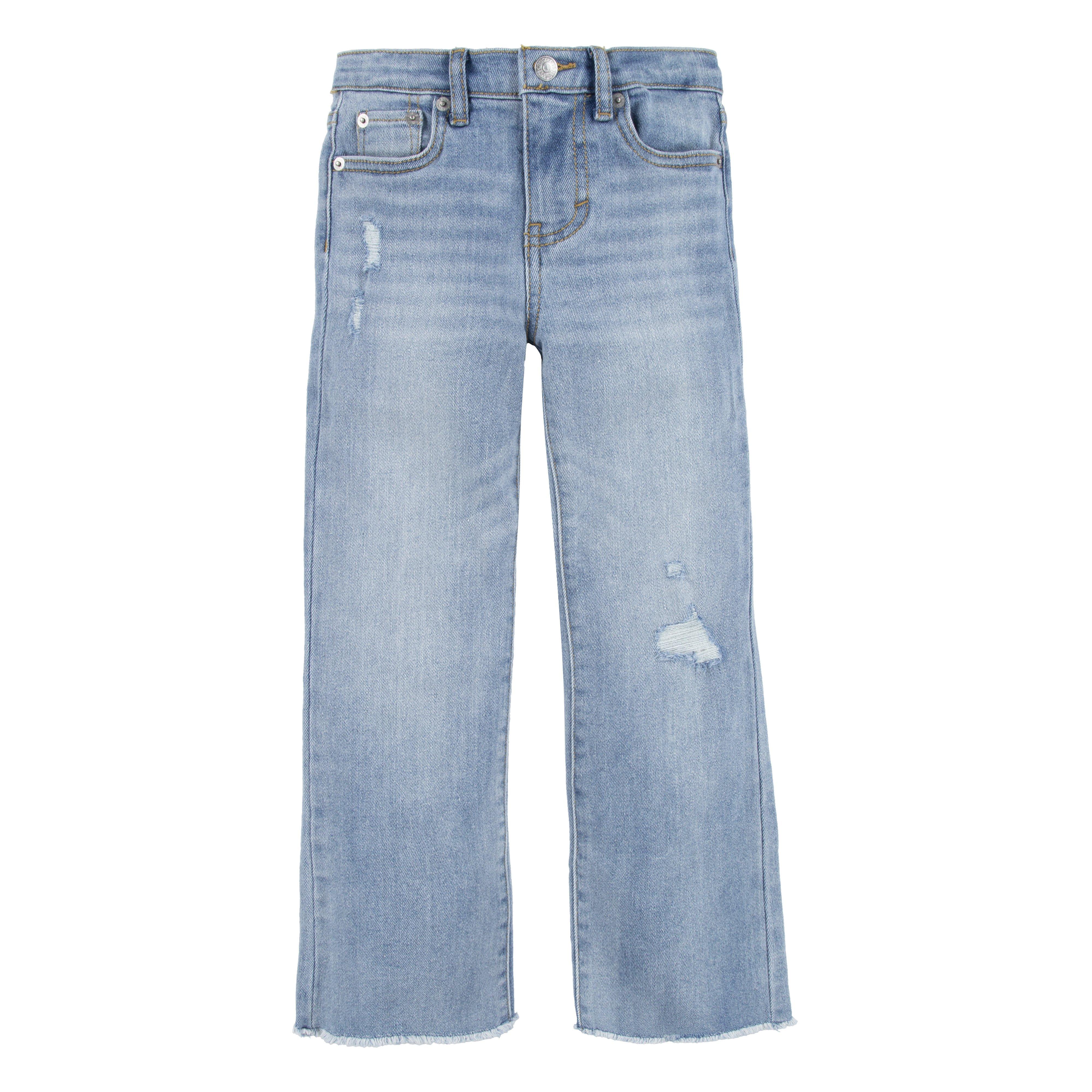 Levi's Wide Leg Lt Wash Little Girls' Bauhaus Blues Denim Jeans - BAUHAUS BLUES Thumbnail View 7