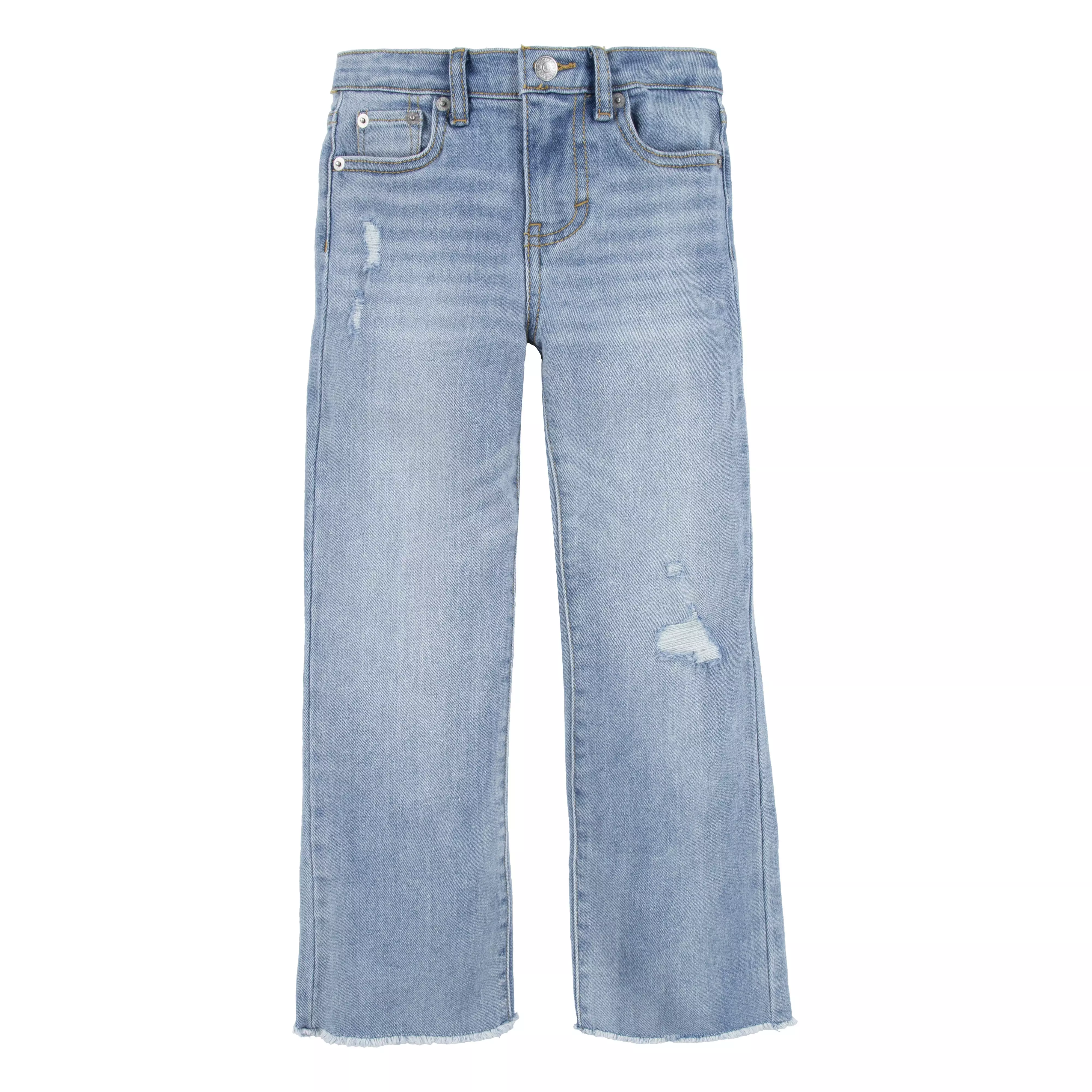 Levi's Wide Leg Lt Wash Little Girls' Bauhaus Blues Denim Jeans - BAUHAUS BLUES